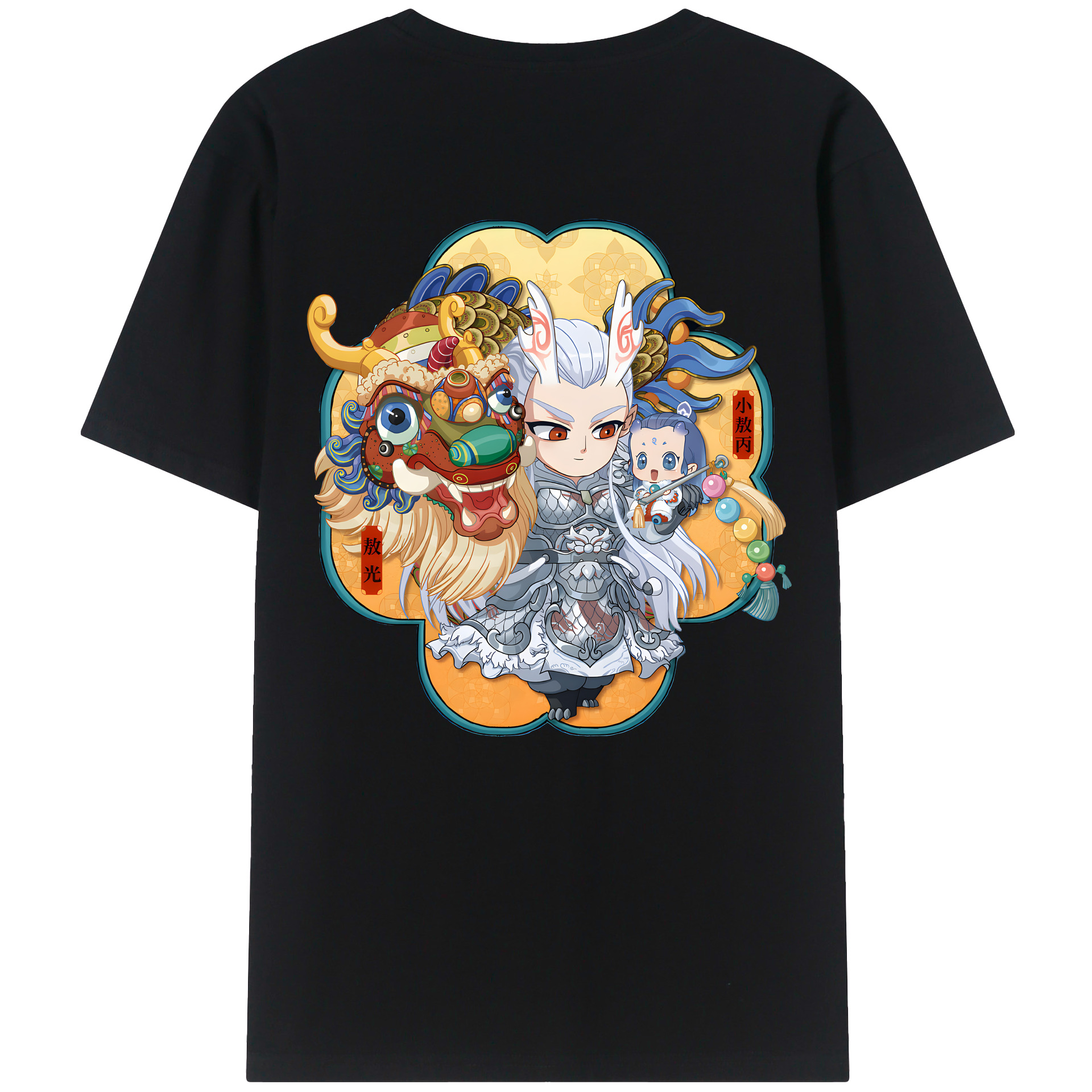 （画像用） Ne Zha 2 ナタ 魔童の大暴れ 綿100％ メンズ半袖Tシャツ（バックプリント） 通気性