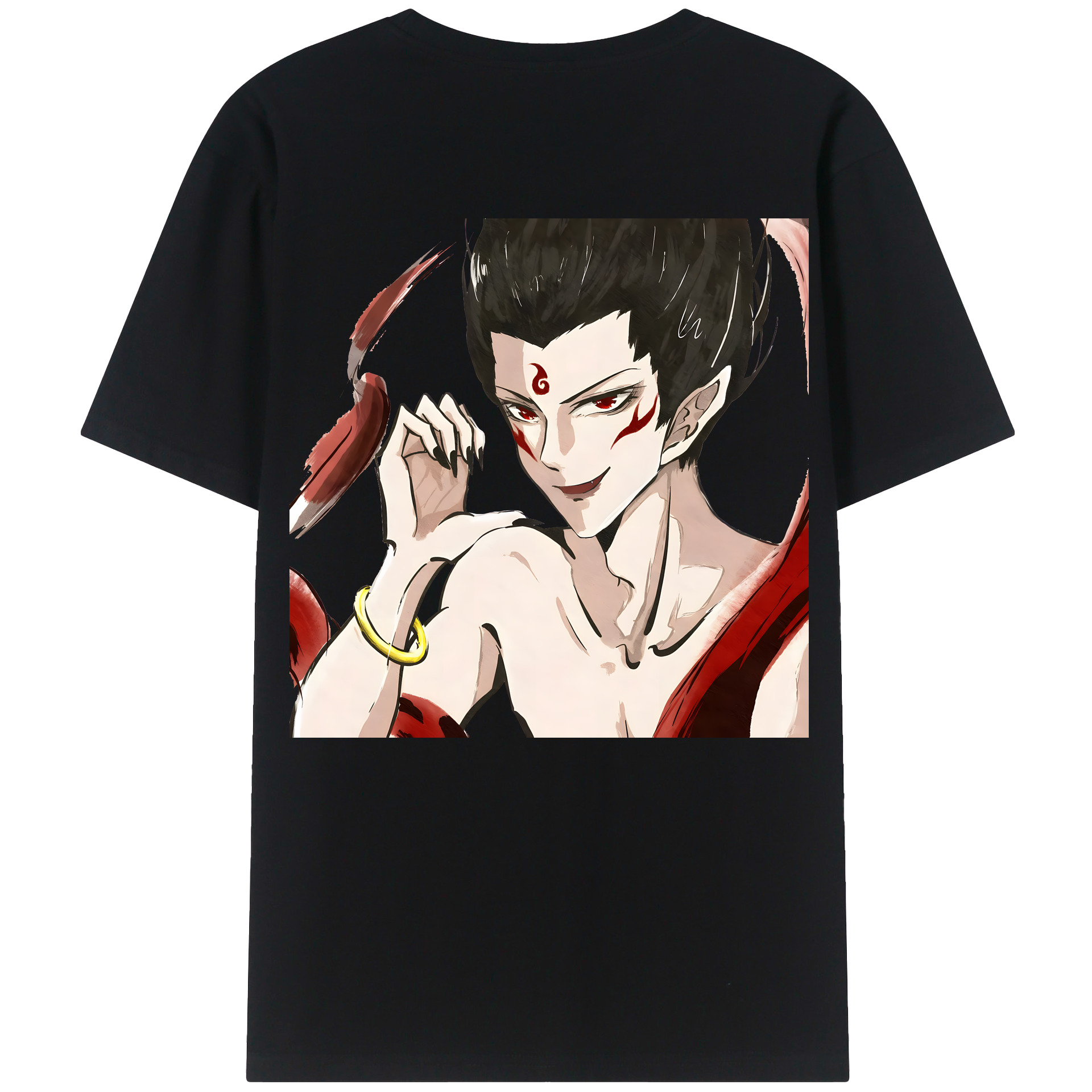 （画像用） Ne Zha 2 ナタ 魔童の大暴れ 綿100％ メンズ半袖Tシャツ（バックプリント） 通気性