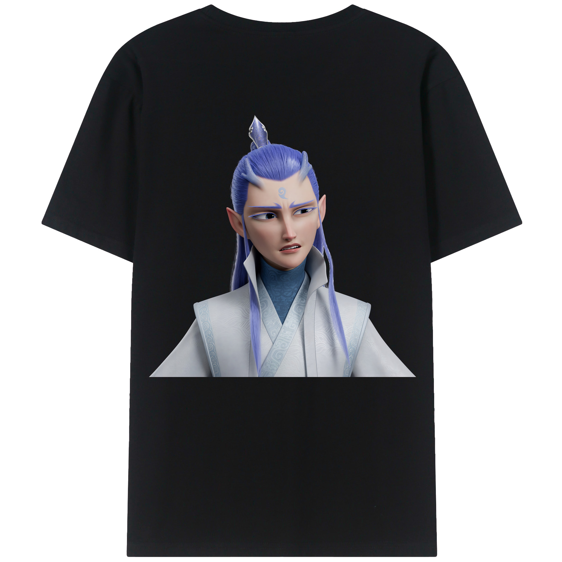 （画像用） Ne Zha 2 ナタ 魔童の大暴れ 綿100％ メンズ半袖Tシャツ（バックプリント） 通気性