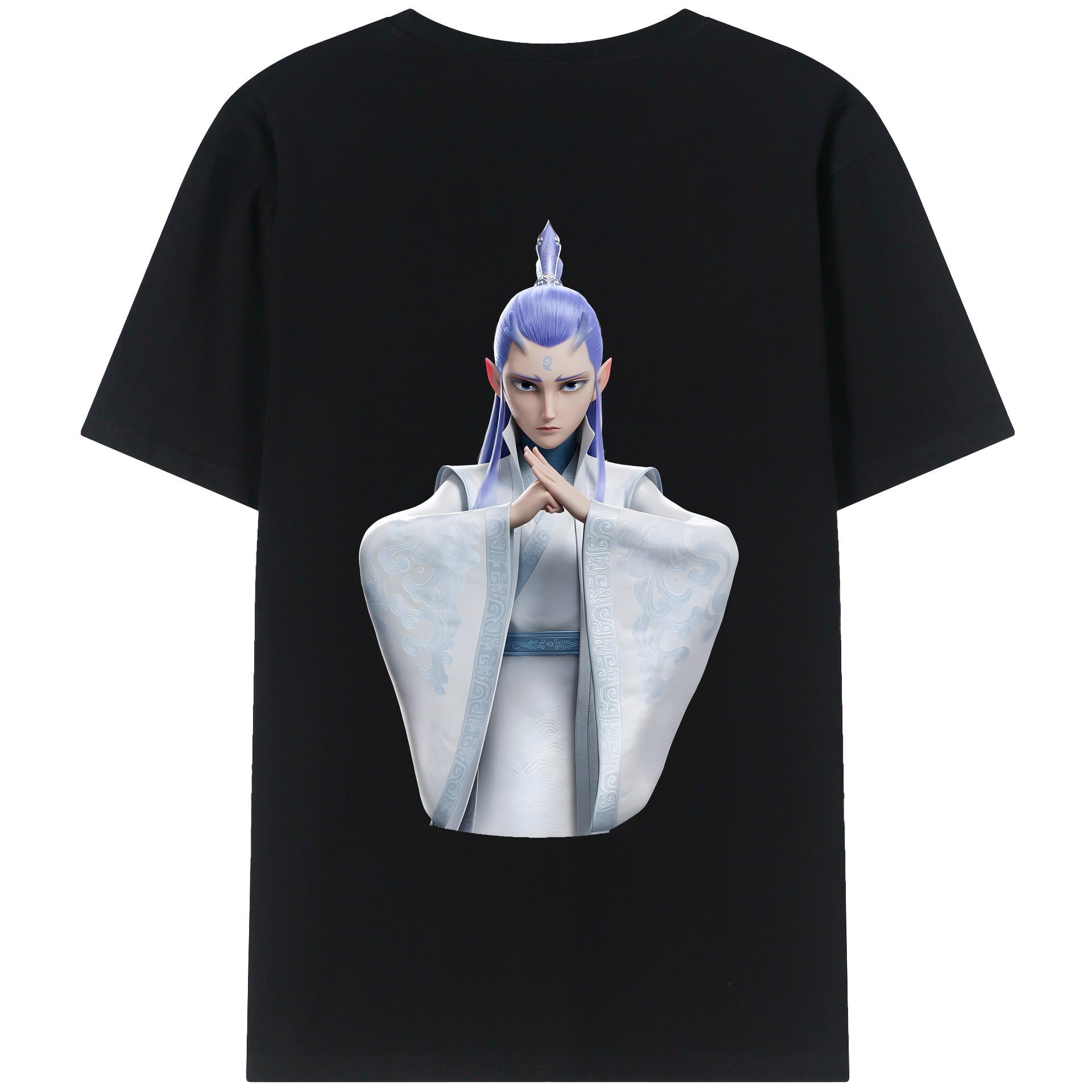 （画像用） Ne Zha 2 ナタ 魔童の大暴れ 綿100％ メンズ半袖Tシャツ（バックプリント） 通気性
