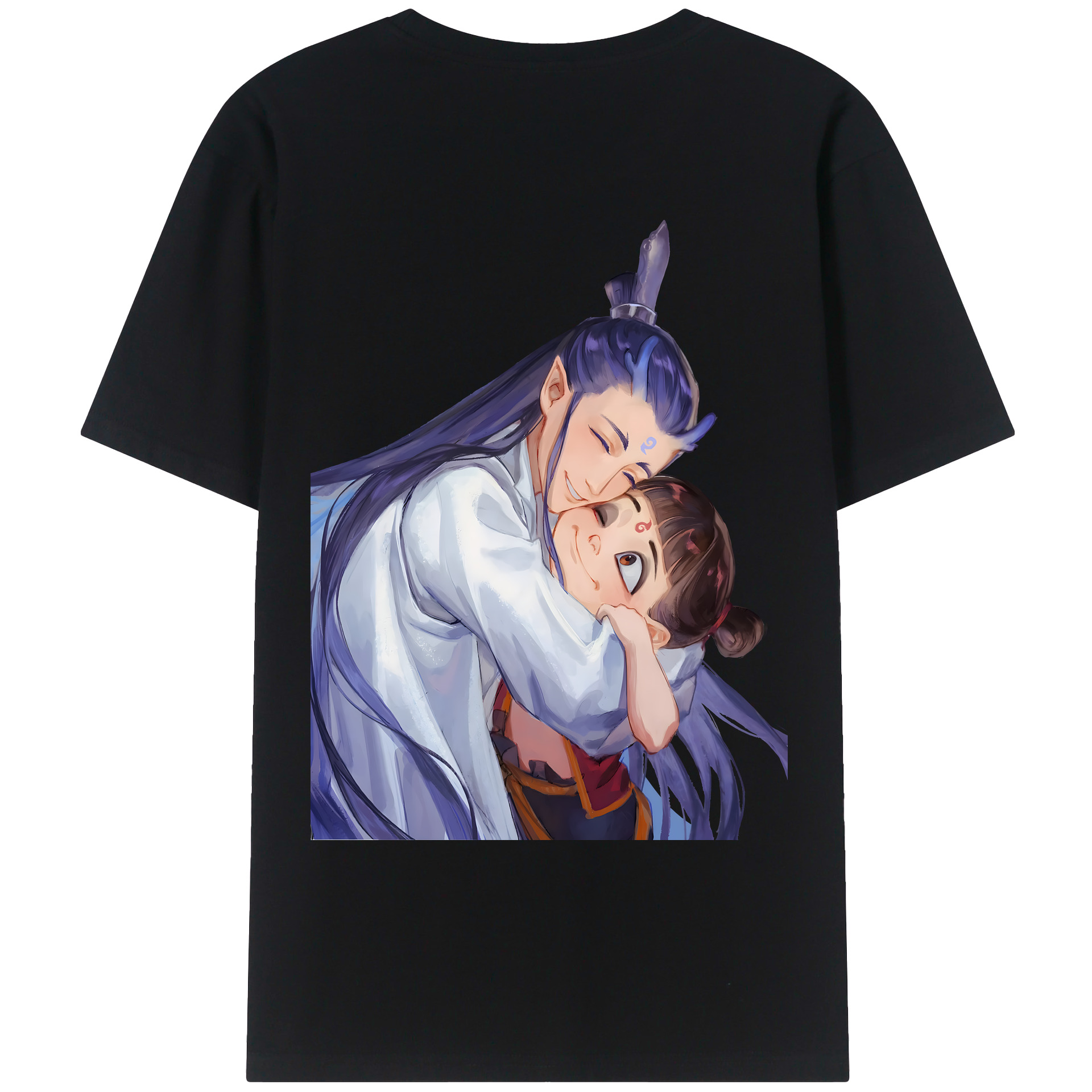 （画像用） Ne Zha 2 ナタ 魔童の大暴れ 綿100％ メンズ半袖Tシャツ（バックプリント） 通気性