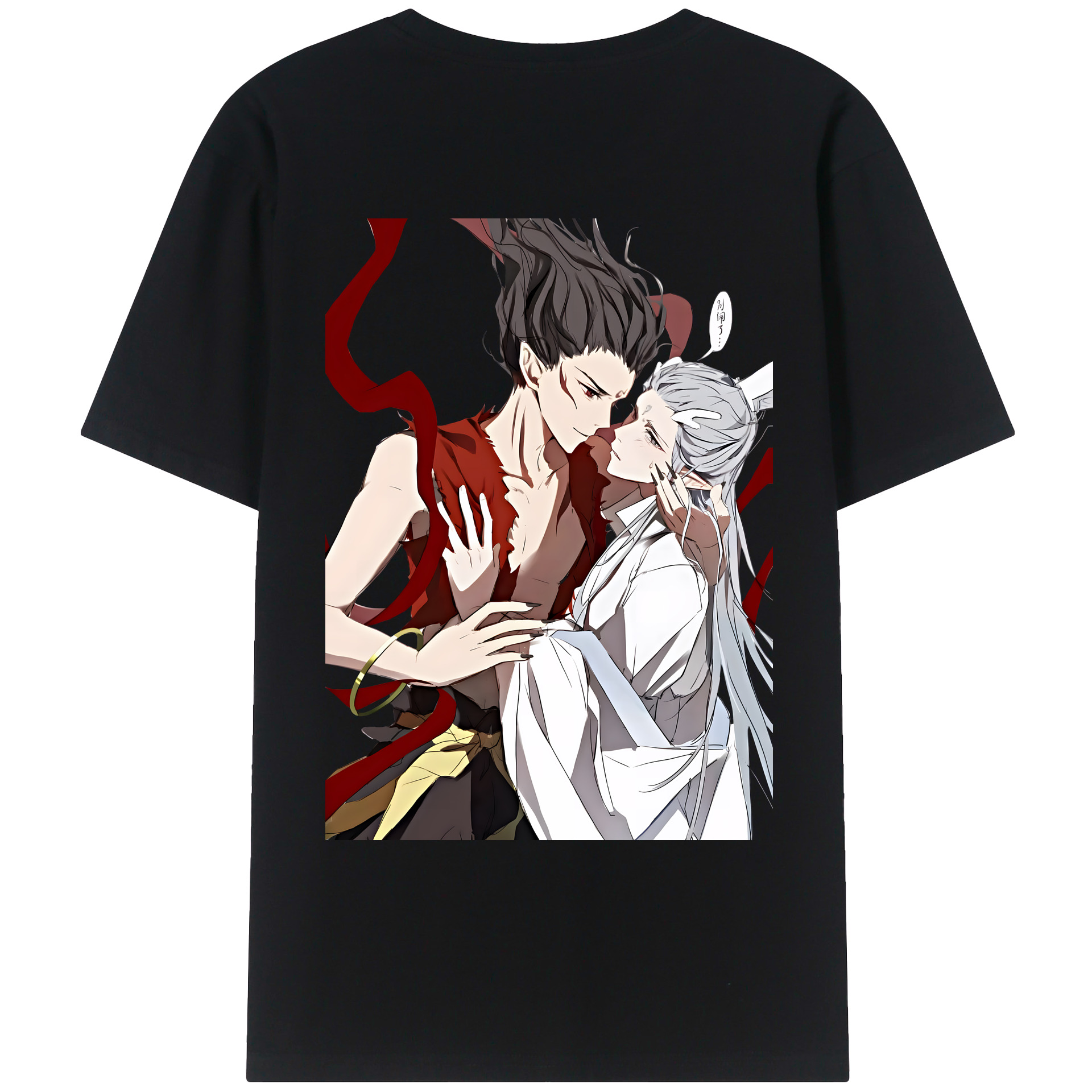 （画像用） Ne Zha 2 ナタ 魔童の大暴れ 綿100％ メンズ半袖Tシャツ（バックプリント） 通気性