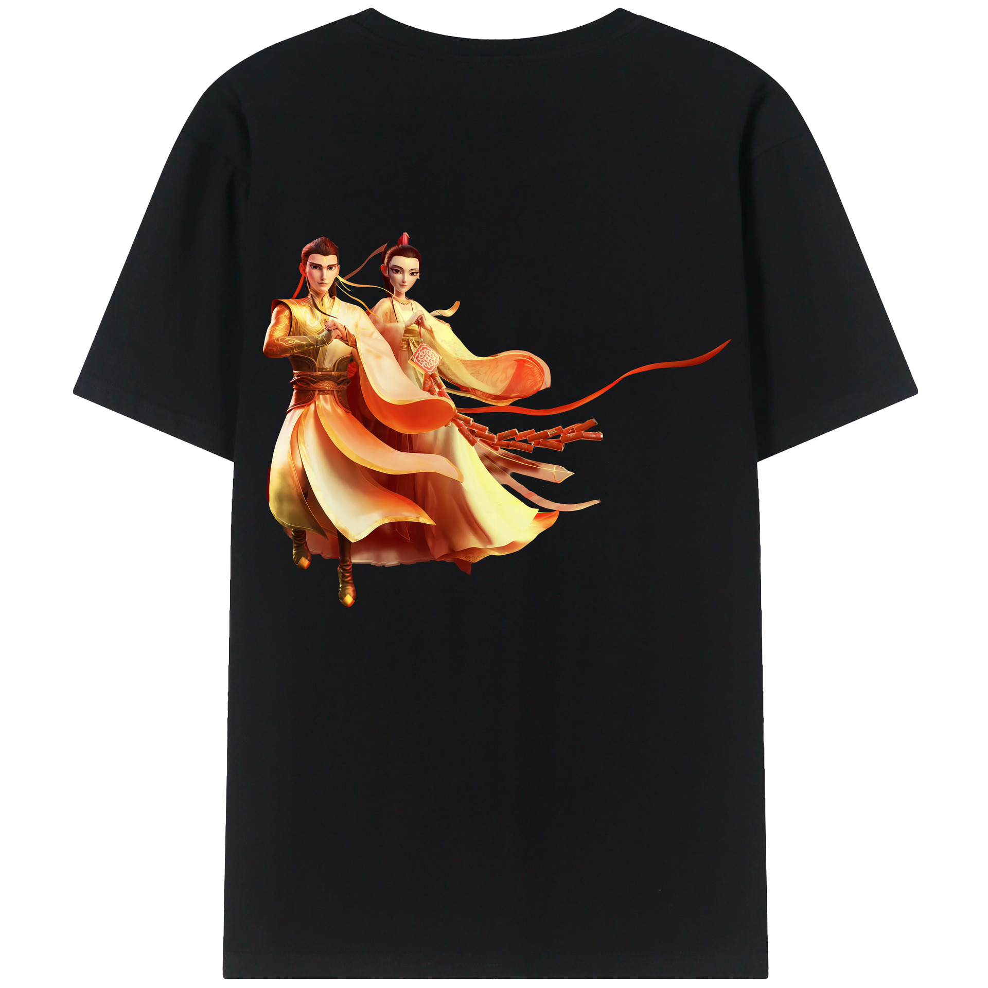 （画像用） Ne Zha 2 ナタ 魔童の大暴れ 綿100％ メンズ半袖Tシャツ（バックプリント） 通気性