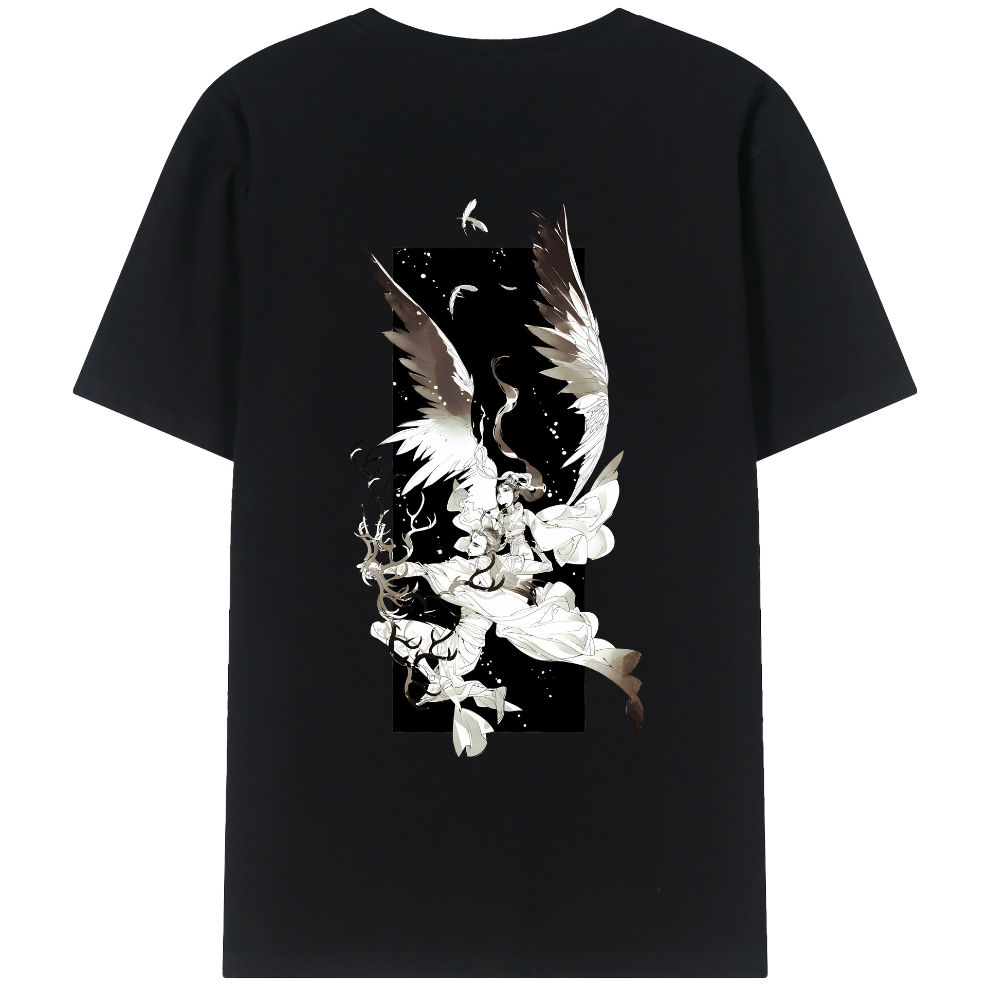 （画像用） Ne Zha 2 ナタ 魔童の大暴れ 綿100％ メンズ半袖Tシャツ（バックプリント） 通気性