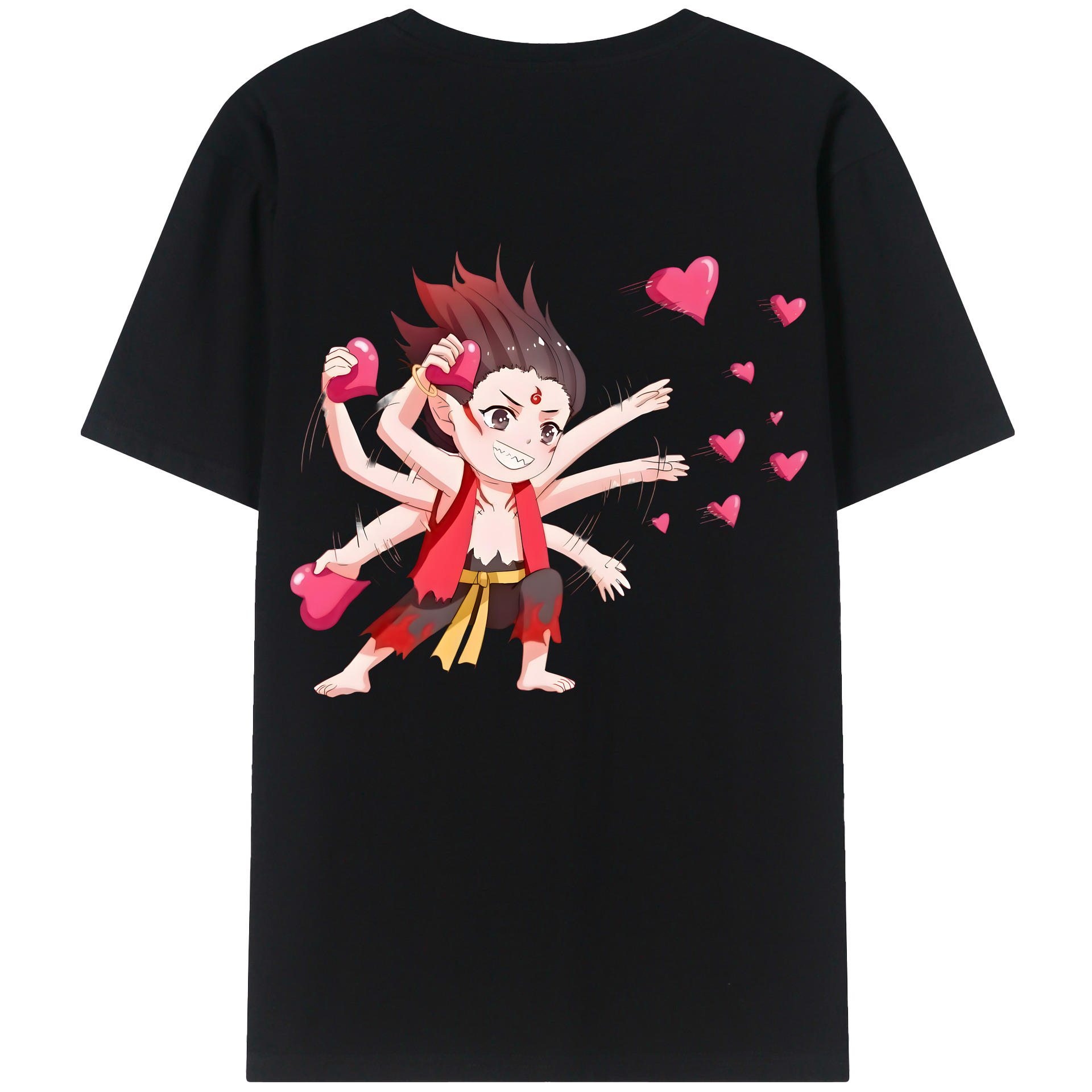 （画像用） Ne Zha 2 ナタ 魔童の大暴れ 綿100％ メンズ半袖Tシャツ（バックプリント） 通気性