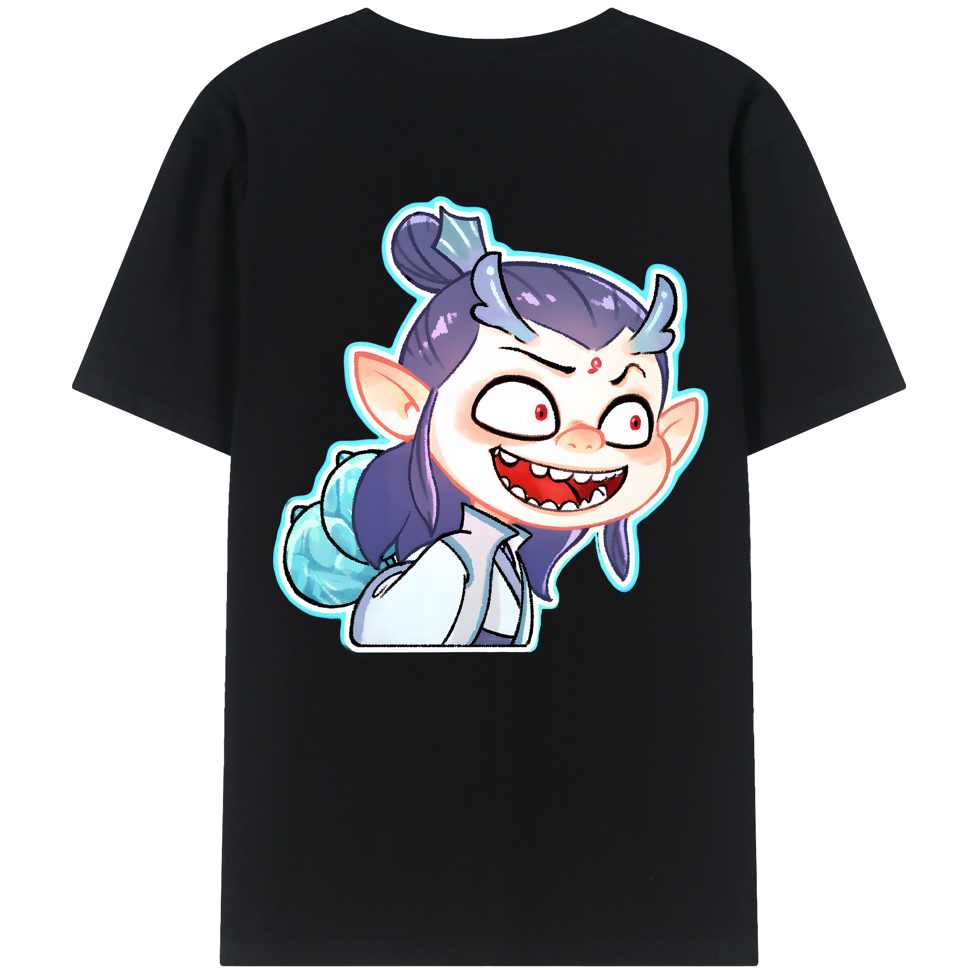 （画像用） Ne Zha 2 ナタ 魔童の大暴れ 綿100％ メンズ半袖Tシャツ（バックプリント） 通気性