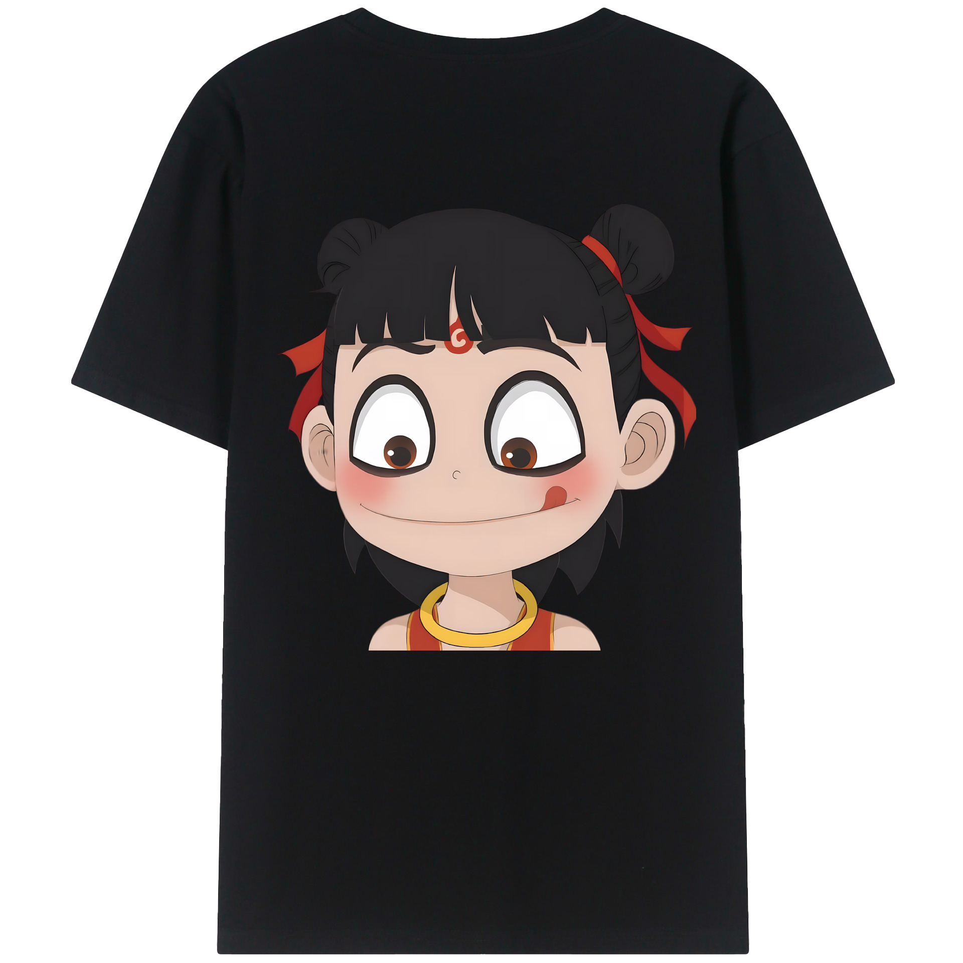 （画像用） Ne Zha 2 ナタ 魔童の大暴れ 綿100％ メンズ半袖Tシャツ（バックプリント） 通気性