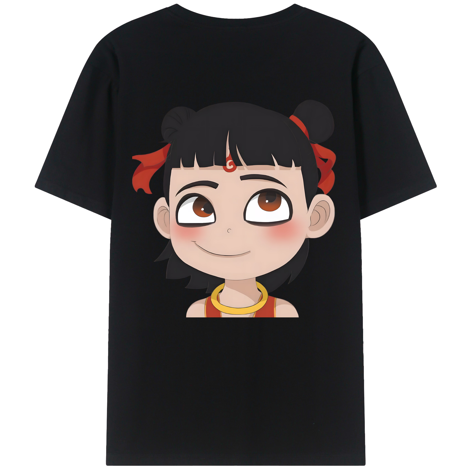 （画像用） Ne Zha 2 ナタ 魔童の大暴れ 綿100％ メンズ半袖Tシャツ（バックプリント） 通気性