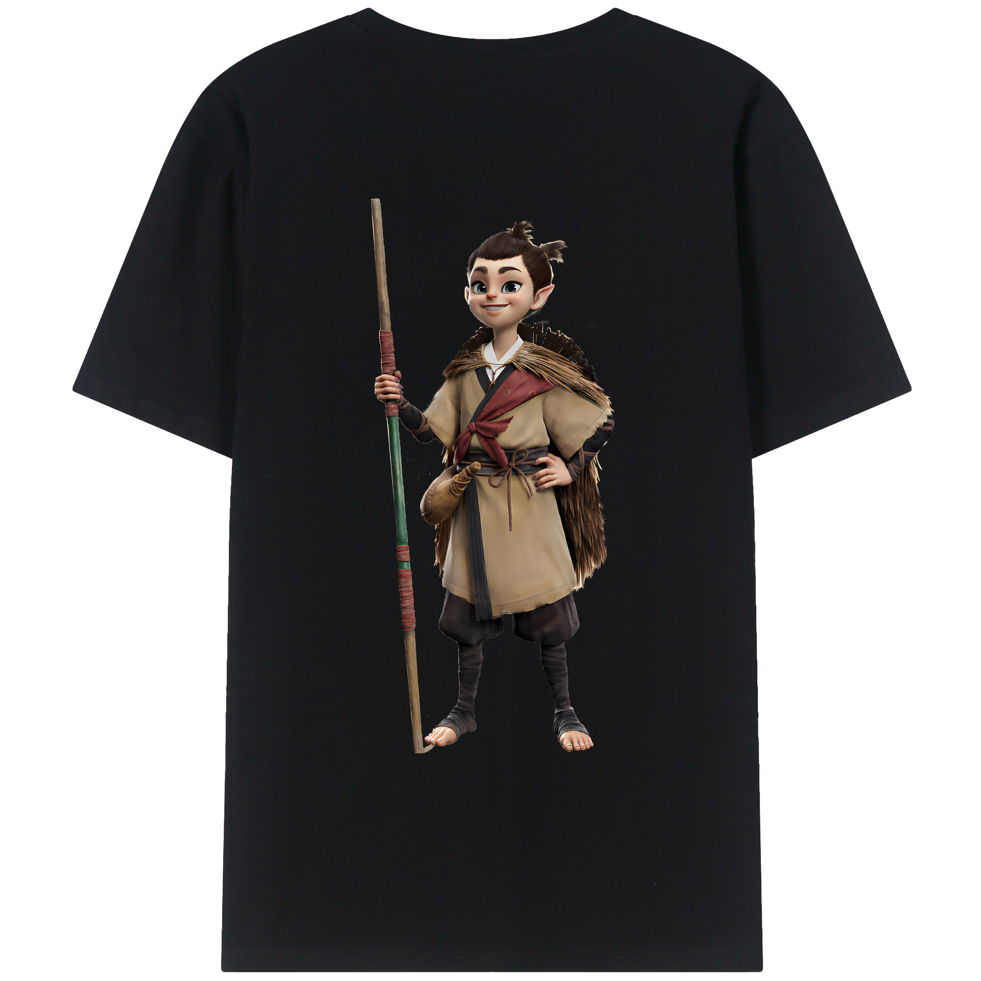 （画像用） Ne Zha 2 ナタ 魔童の大暴れ 綿100％ メンズ半袖Tシャツ（バックプリント） 通気性