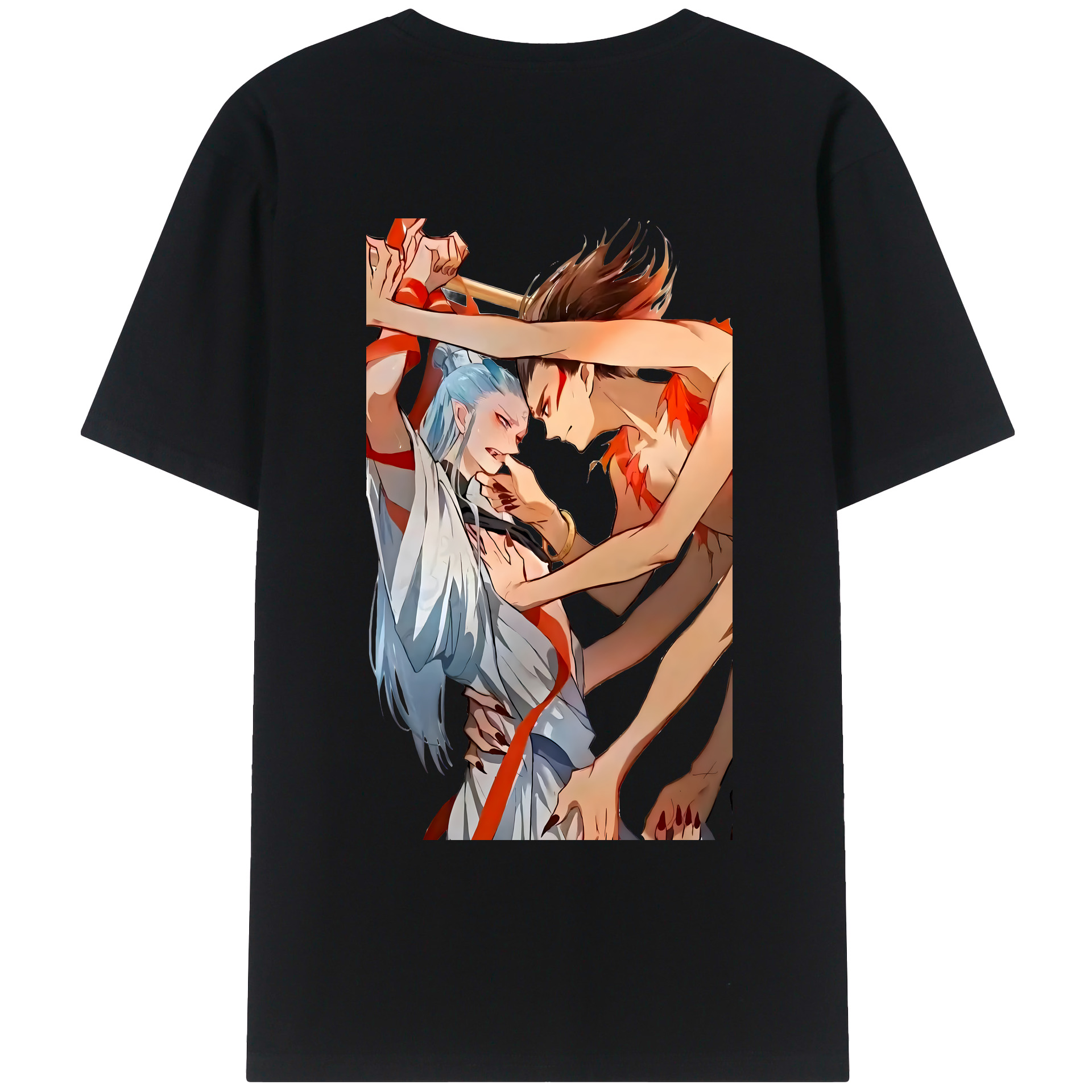 （画像用） Ne Zha 2 ナタ 魔童の大暴れ 綿100％ メンズ半袖Tシャツ（バックプリント） 通気性