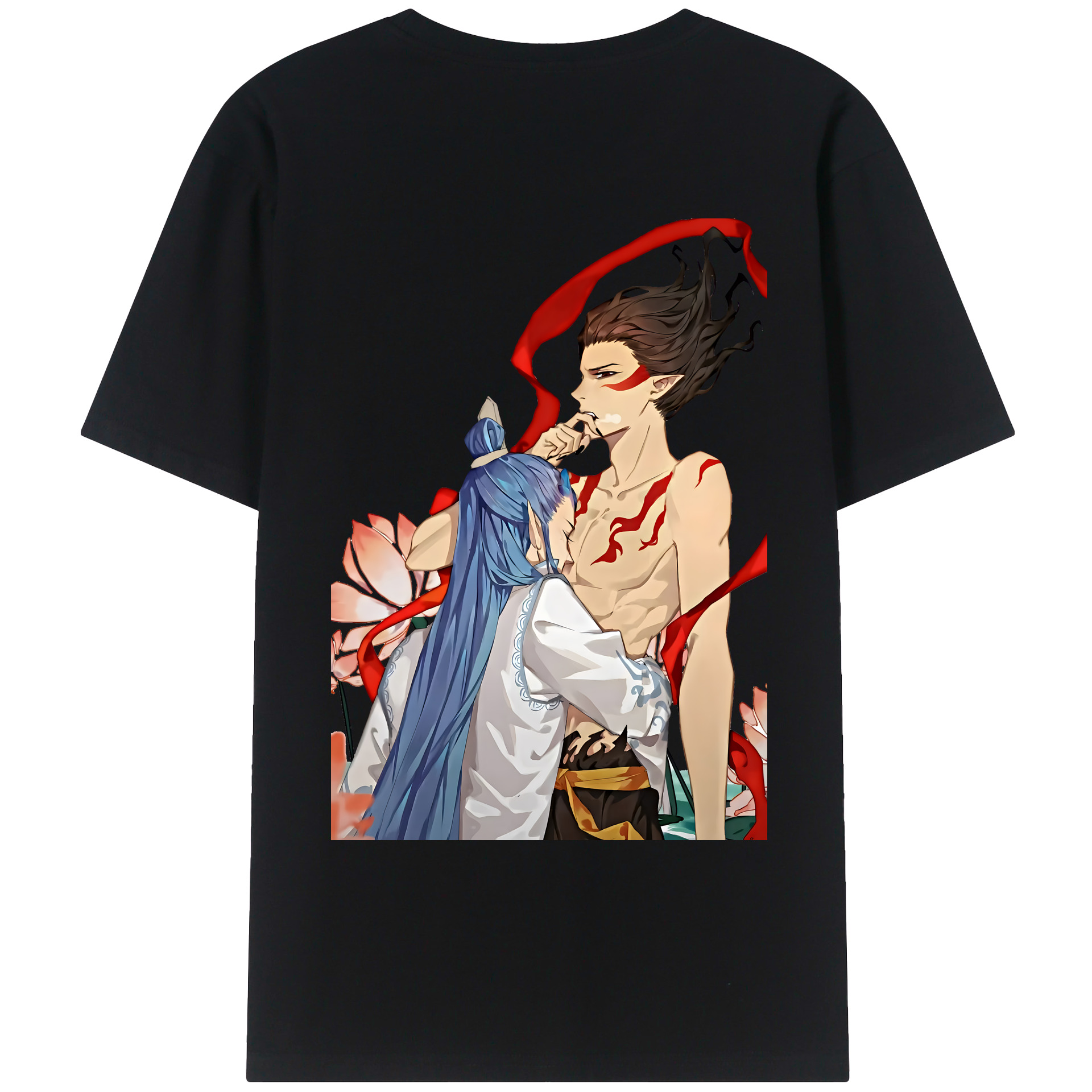 （画像用） Ne Zha 2 ナタ 魔童の大暴れ 綿100％ メンズ半袖Tシャツ（バックプリント） 通気性