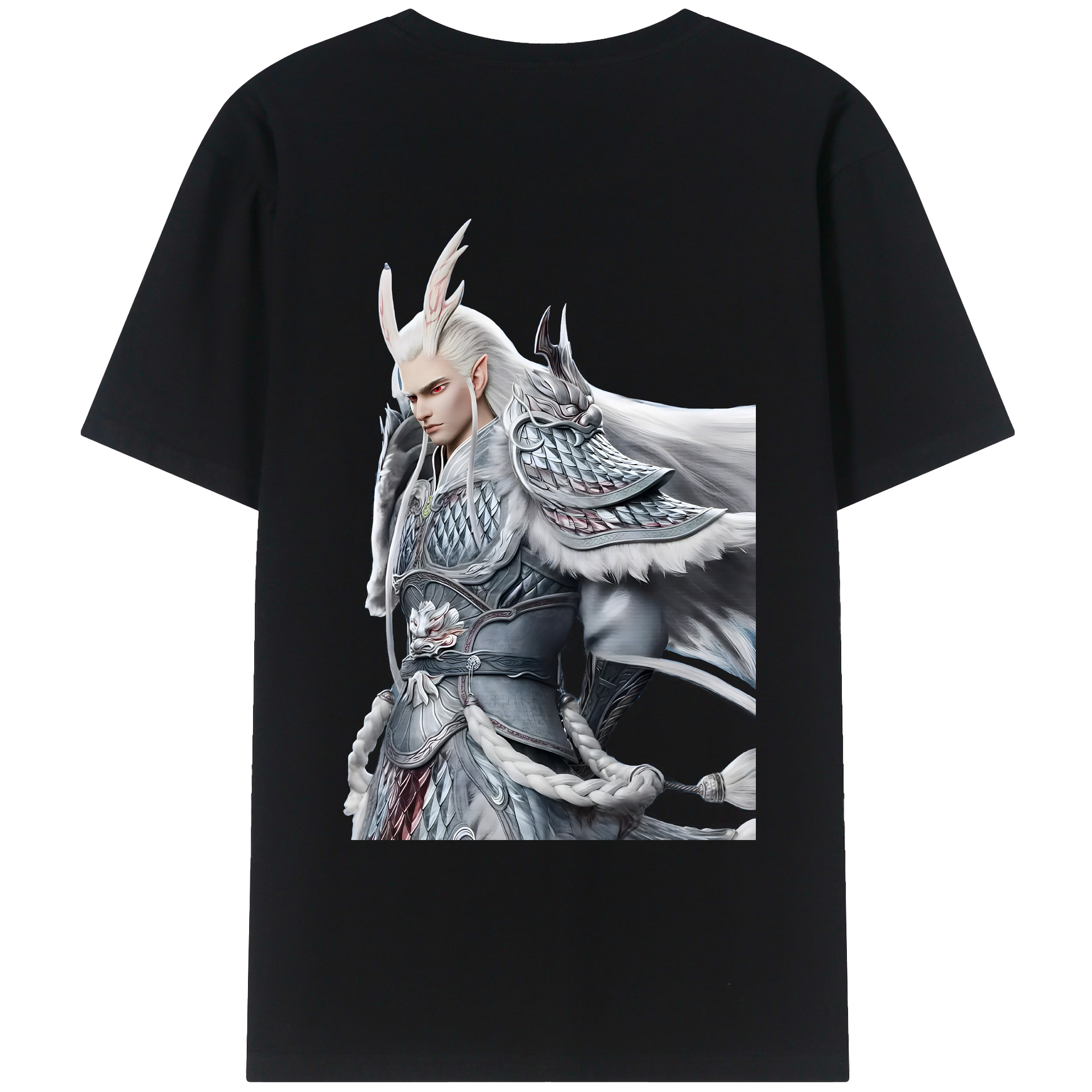 （画像用） Ne Zha 2 ナタ 魔童の大暴れ 綿100％ メンズ半袖Tシャツ（バックプリント） 通気性