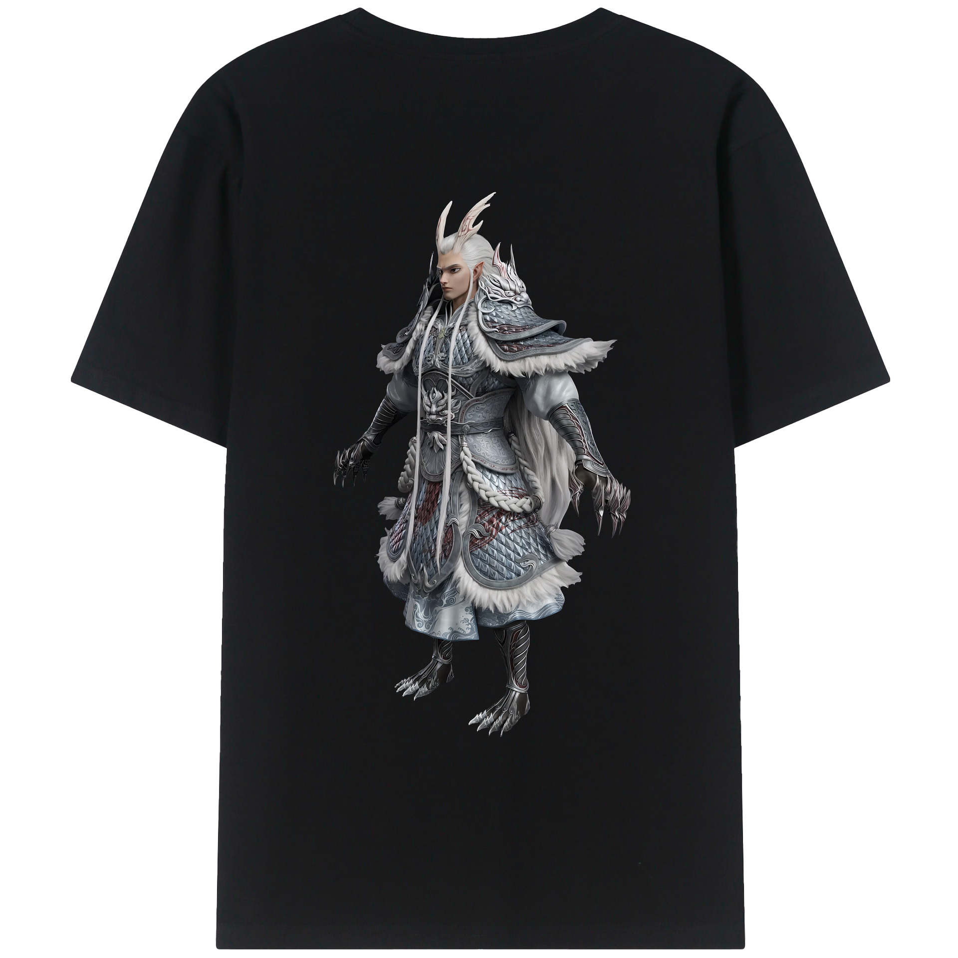 （画像用） Ne Zha 2 ナタ 魔童の大暴れ 綿100％ メンズ半袖Tシャツ（バックプリント） 通気性