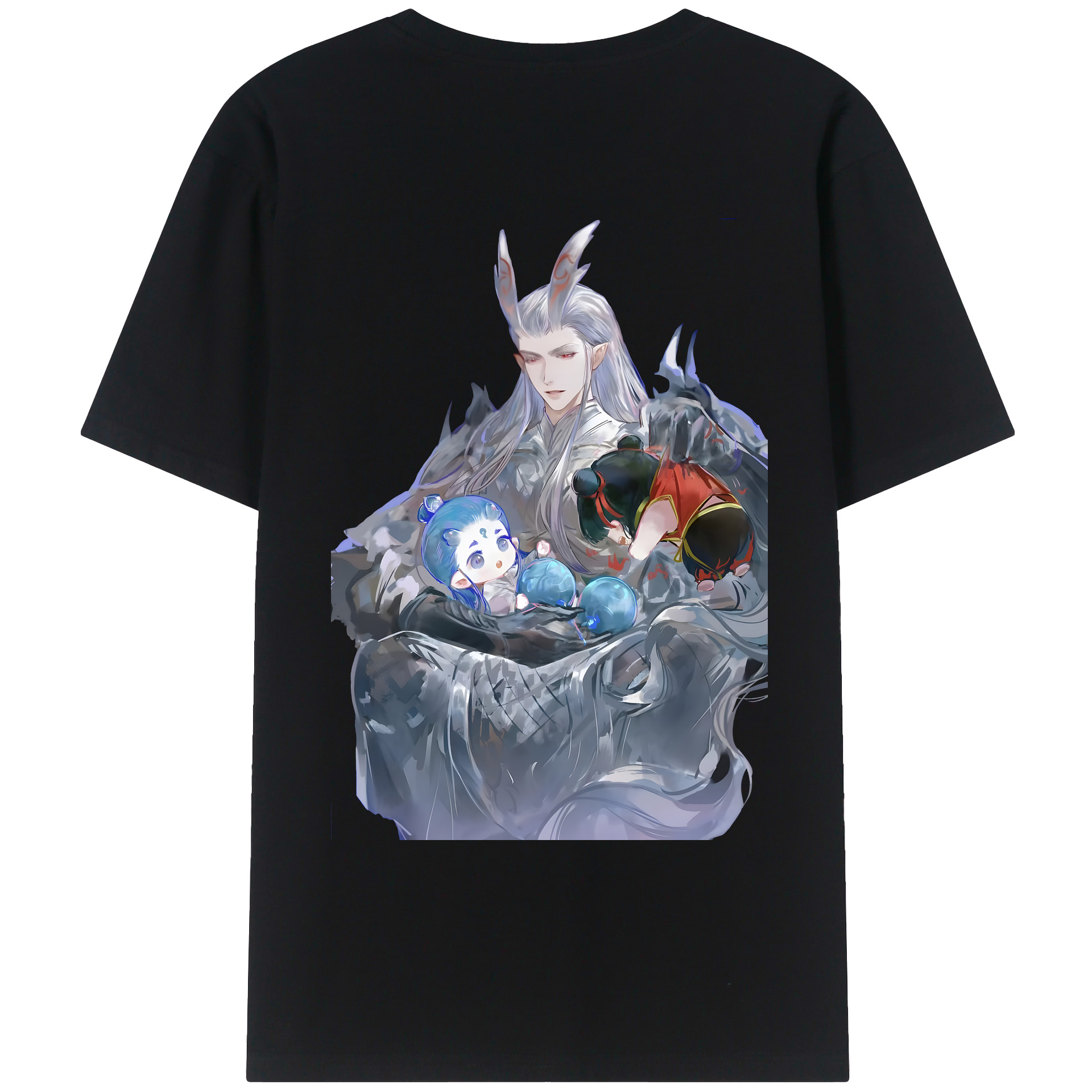 （画像用） Ne Zha 2 ナタ 魔童の大暴れ 綿100％ メンズ半袖Tシャツ（バックプリント） 通気性