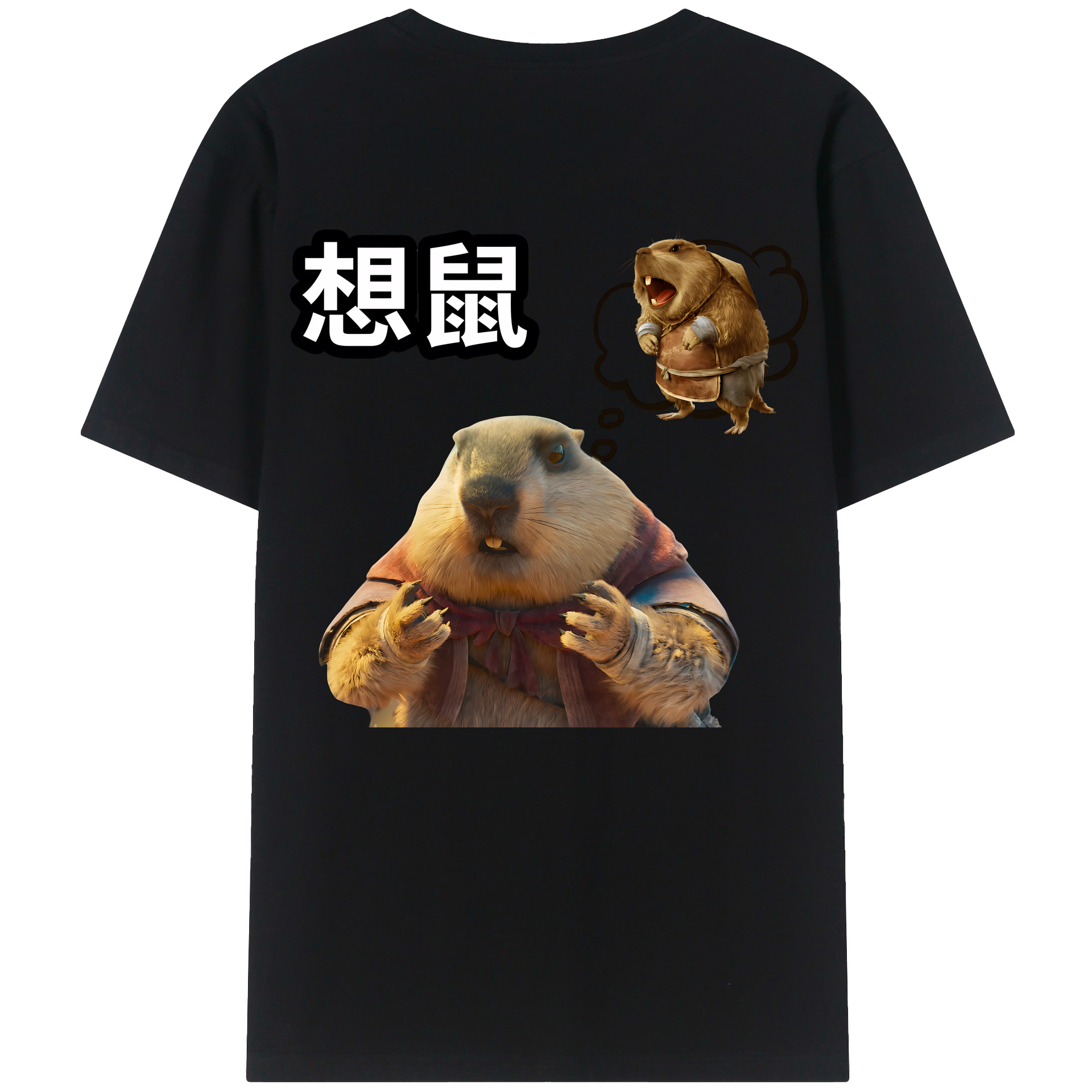 （画像用） Ne Zha 2 ナタ 魔童の大暴れ 綿100％ メンズ半袖Tシャツ（バックプリント） 通気性