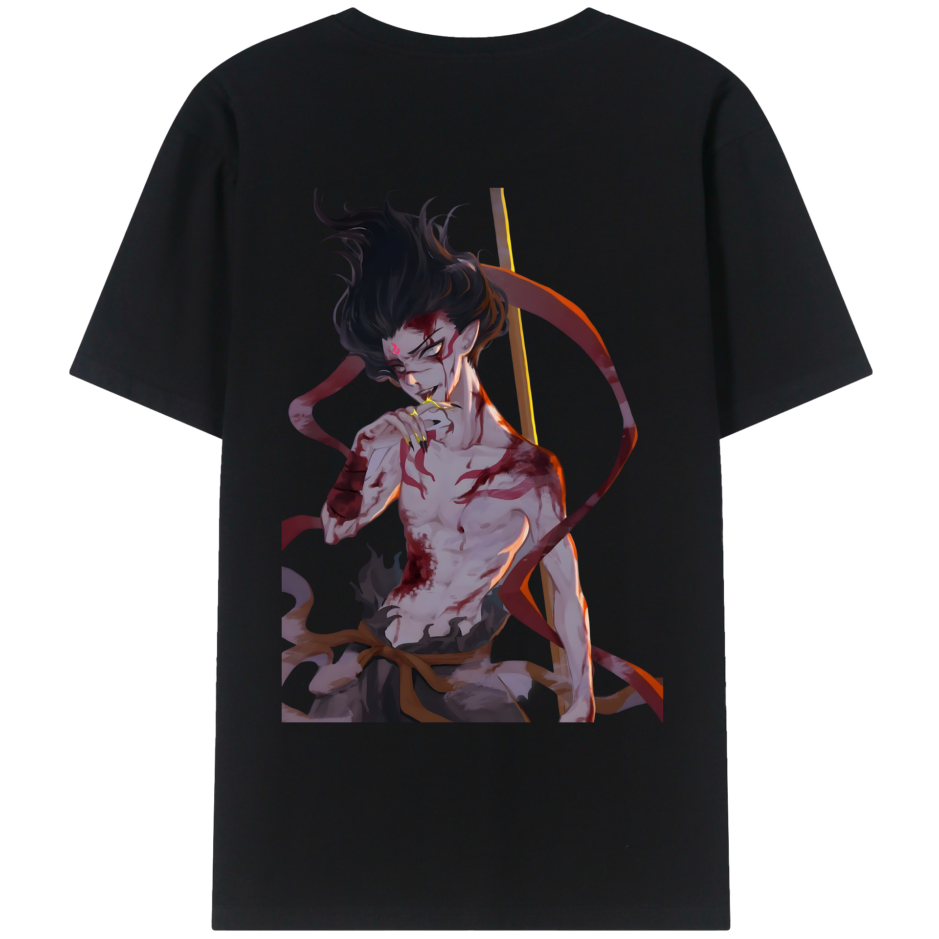 （画像用） Ne Zha 2 ナタ 魔童の大暴れ 綿100％ メンズ半袖Tシャツ（バックプリント） 通気性
