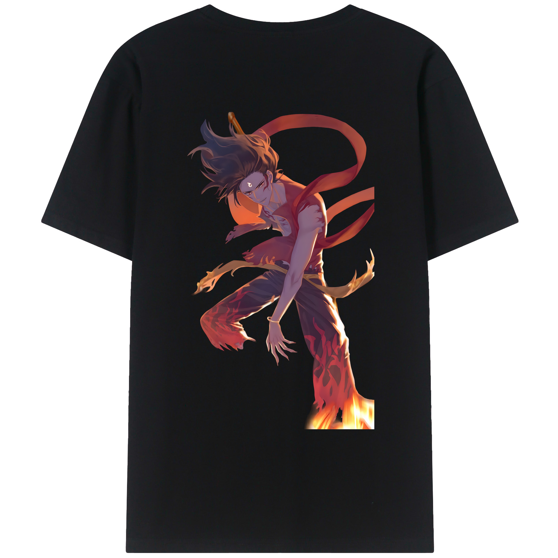 （画像用） Ne Zha 2 ナタ 魔童の大暴れ 綿100％ メンズ半袖Tシャツ（バックプリント） 通気性
