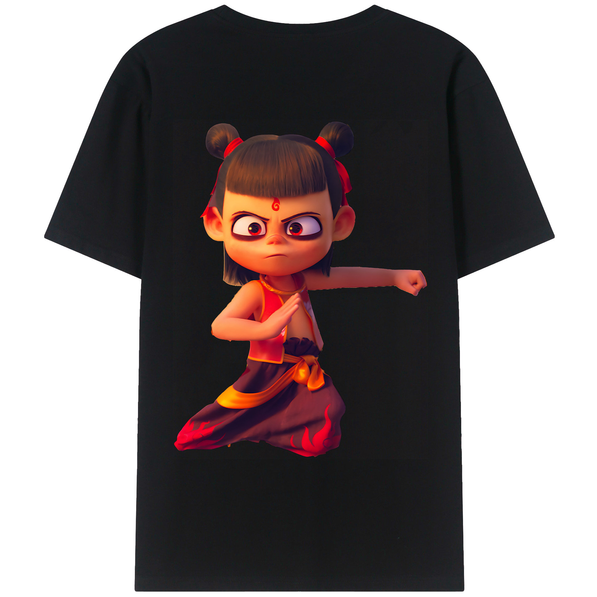 （画像用） Ne Zha 2 ナタ 魔童の大暴れ 綿100％ メンズ半袖Tシャツ（バックプリント） 通気性
