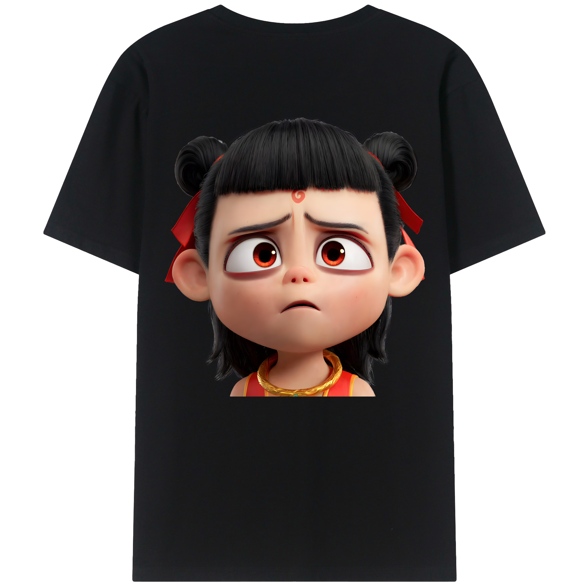 （画像用） Ne Zha 2 ナタ 魔童の大暴れ 綿100％ メンズ半袖Tシャツ（バックプリント） 通気性