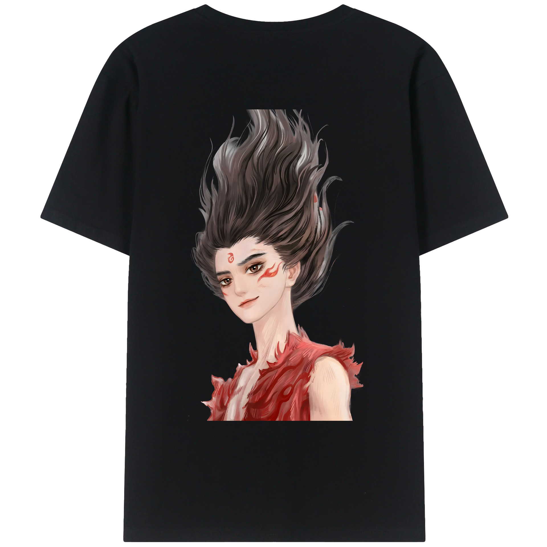 （画像用） Ne Zha 2 ナタ 魔童の大暴れ 綿100％ メンズ半袖Tシャツ（バックプリント） 通気性