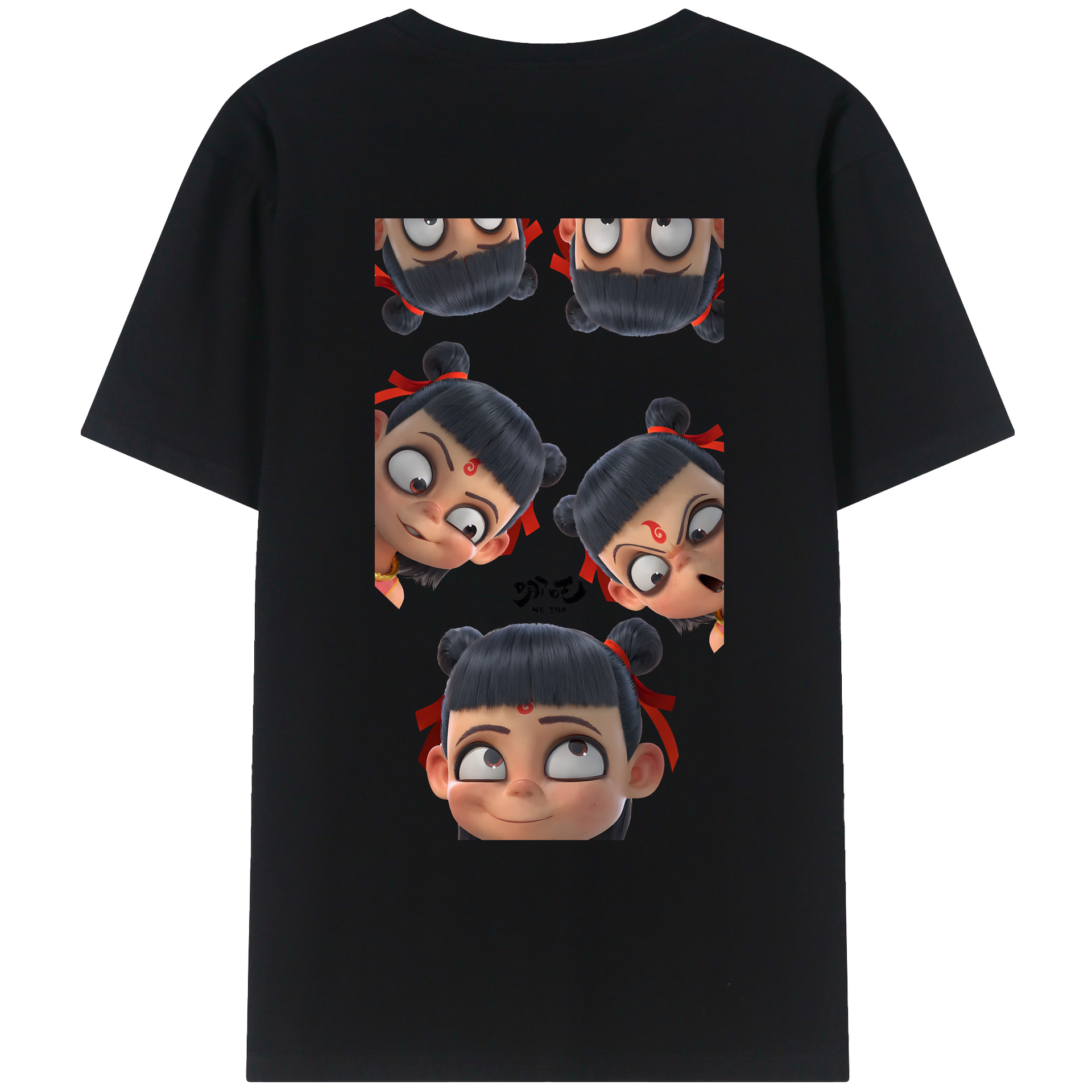 （画像用） Ne Zha 2 ナタ 魔童の大暴れ 綿100％ メンズ半袖Tシャツ（バックプリント） 通気性
