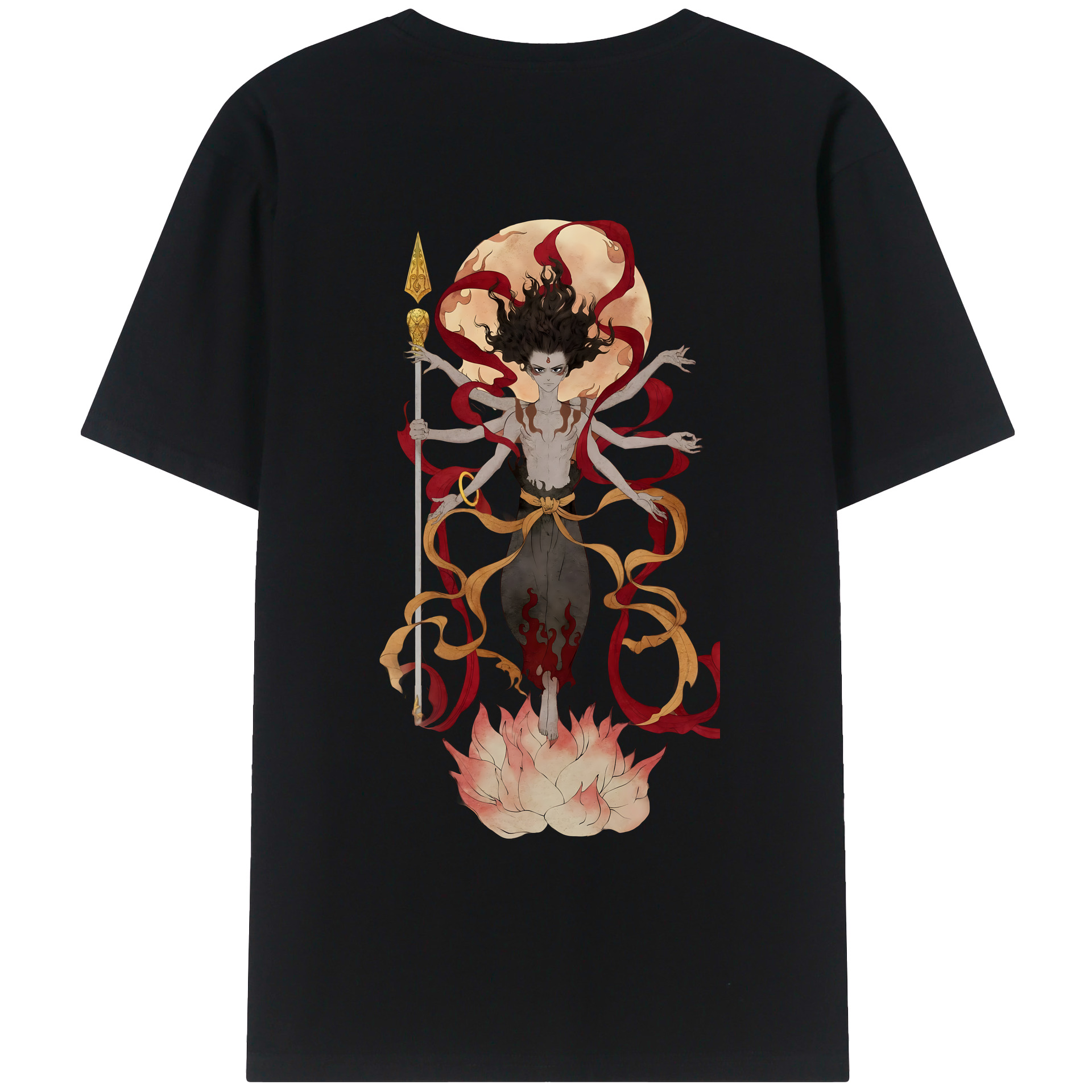 （画像用） Ne Zha 2 ナタ 魔童の大暴れ 綿100％ メンズ半袖Tシャツ（バックプリント） 通気性