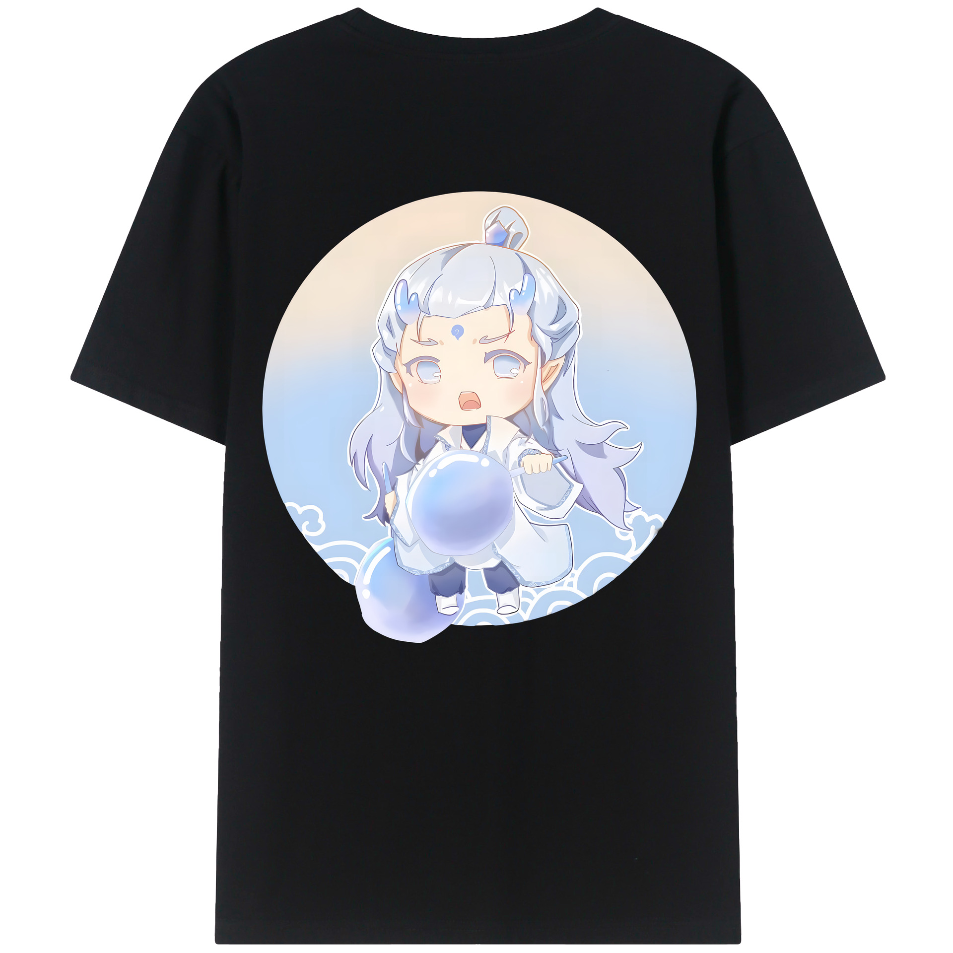 （画像用） Ne Zha 2 ナタ 魔童の大暴れ 綿100％ メンズ半袖Tシャツ（バックプリント） 通気性