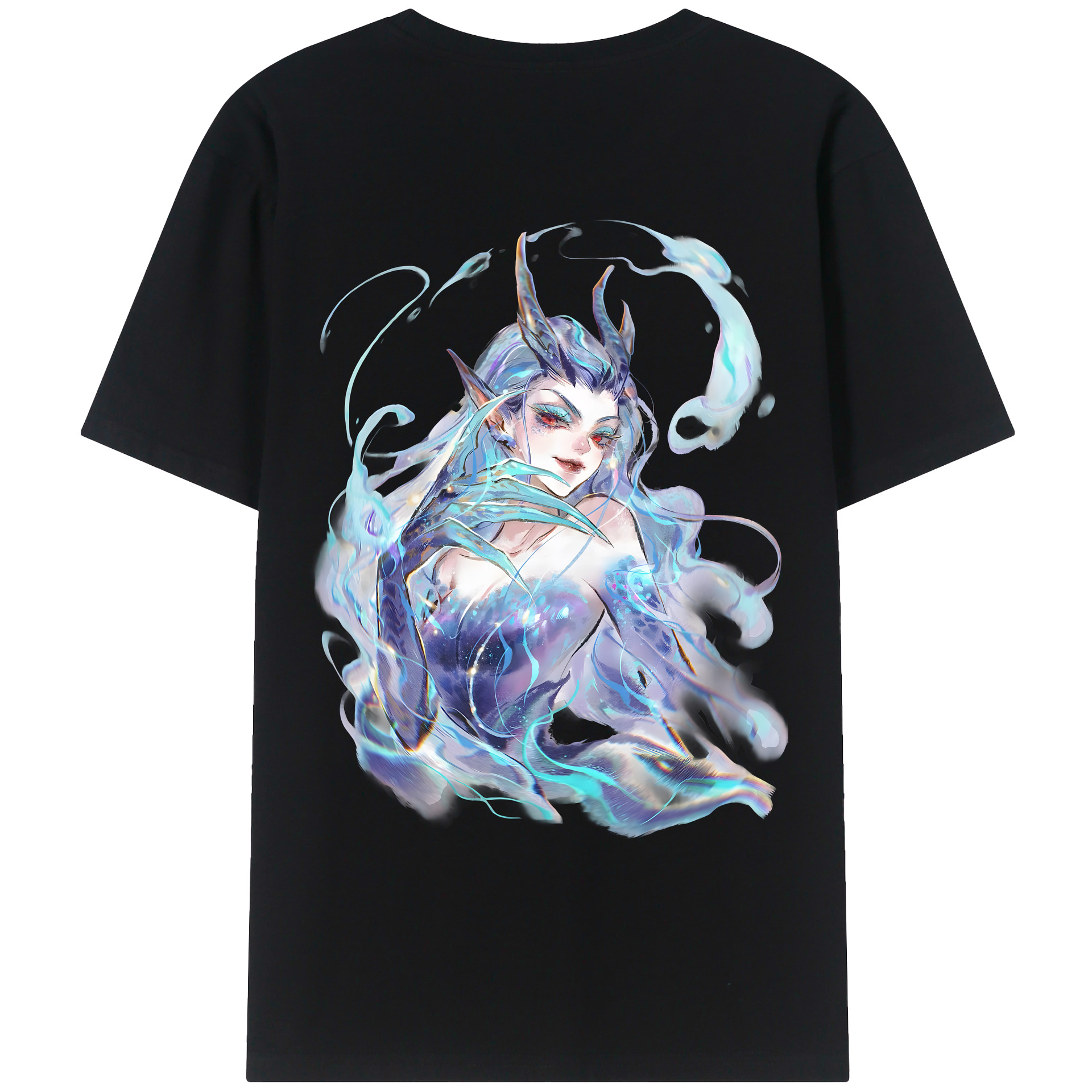 （画像用） Ne Zha 2 ナタ 魔童の大暴れ 綿100％ メンズ半袖Tシャツ（バックプリント） 通気性