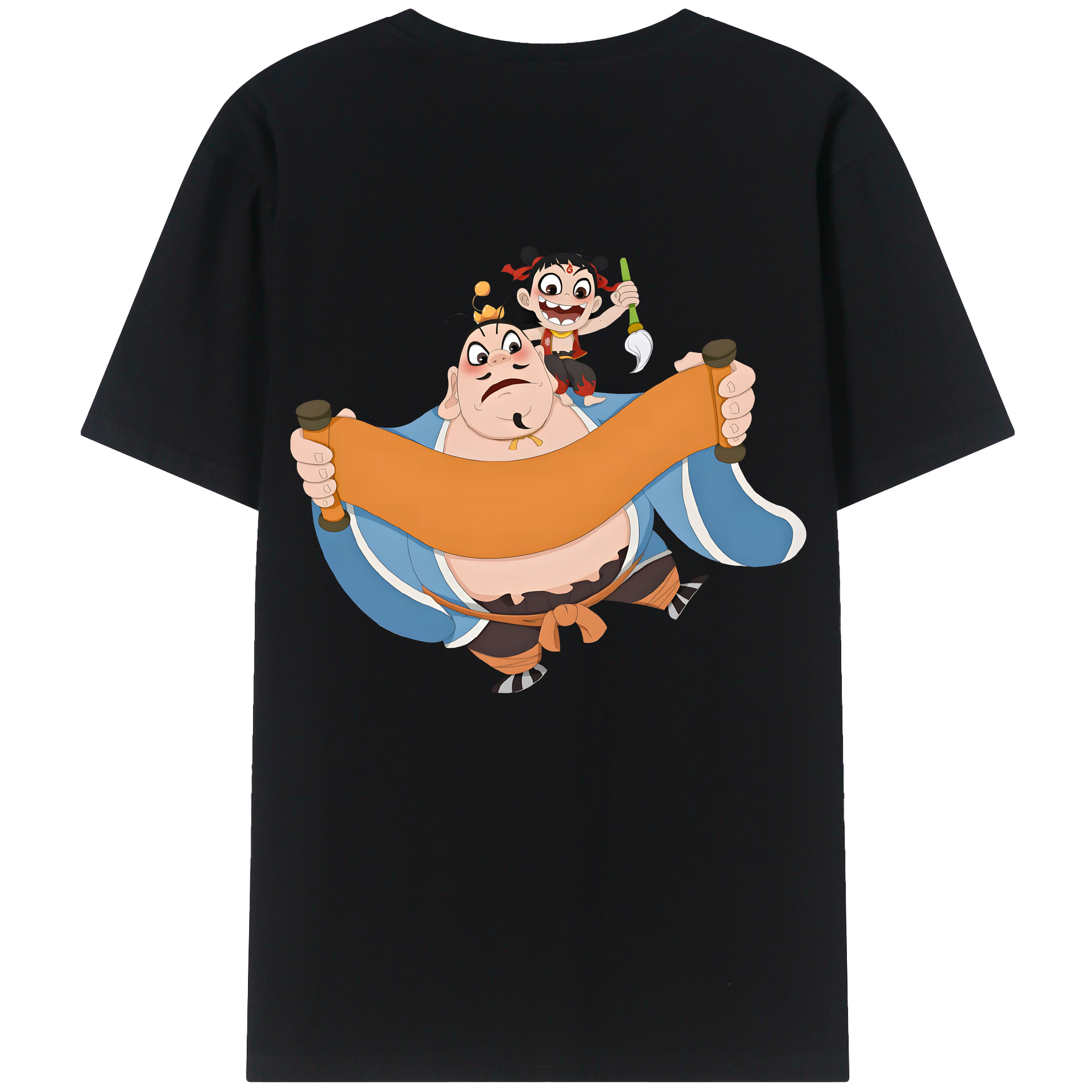 （画像用） Ne Zha 2 ナタ 魔童の大暴れ 綿100％ メンズ半袖Tシャツ（バックプリント） 通気性