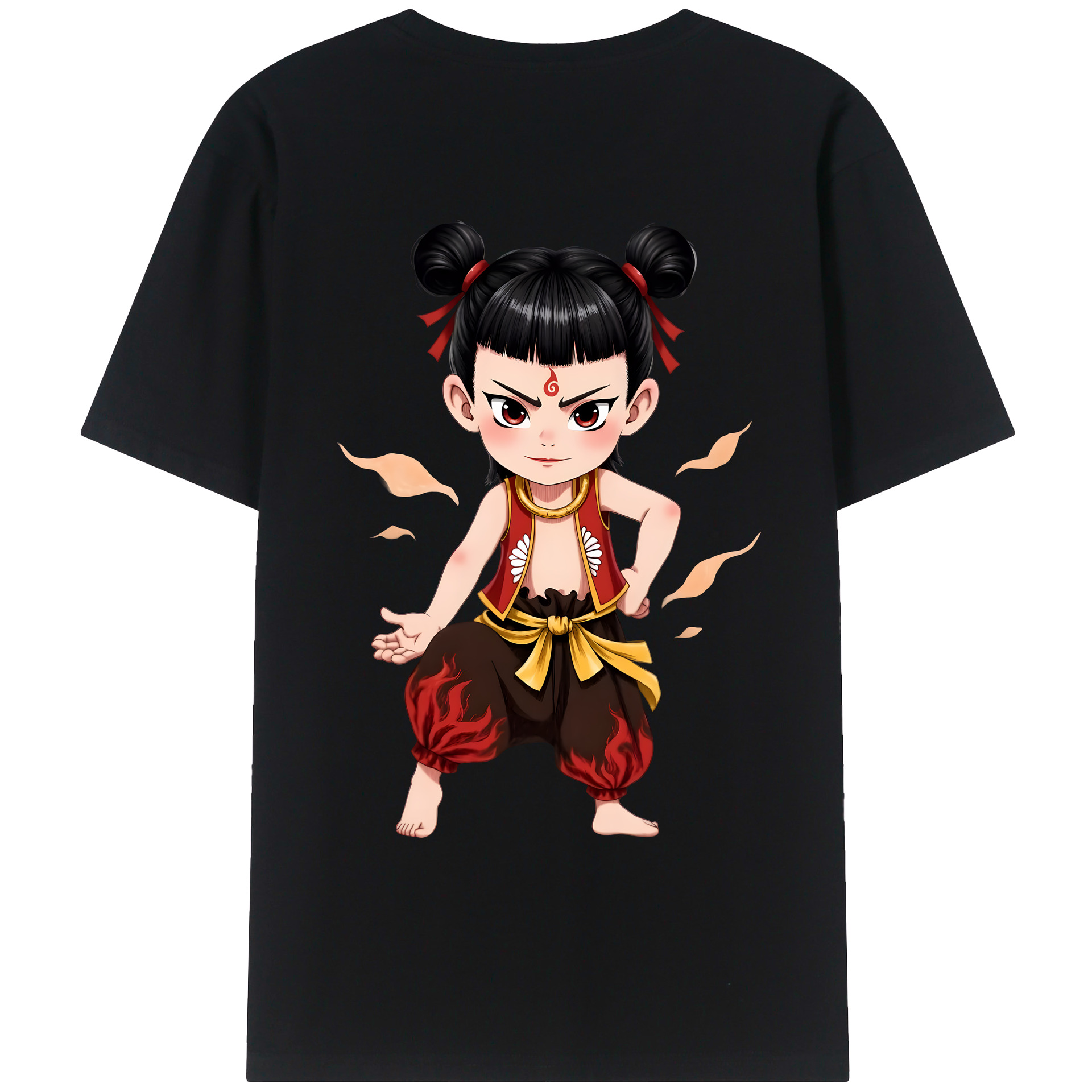 （画像用） Ne Zha 2 ナタ 魔童の大暴れ 綿100％ メンズ半袖Tシャツ（バックプリント） 通気性