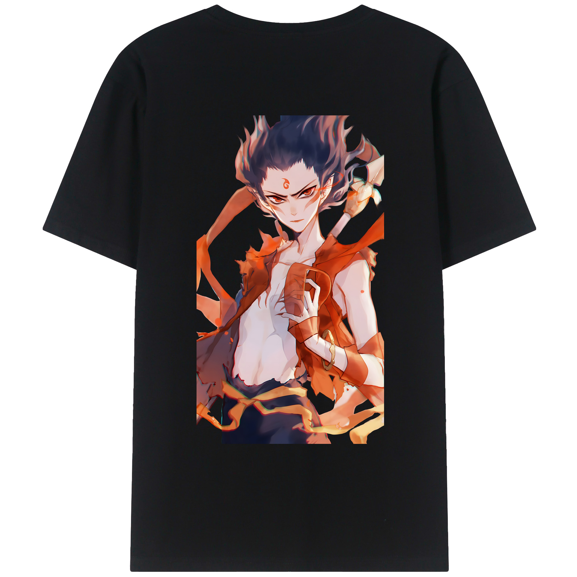 （画像用） Ne Zha 2 ナタ 魔童の大暴れ 綿100％ メンズ半袖Tシャツ（バックプリント） 通気性