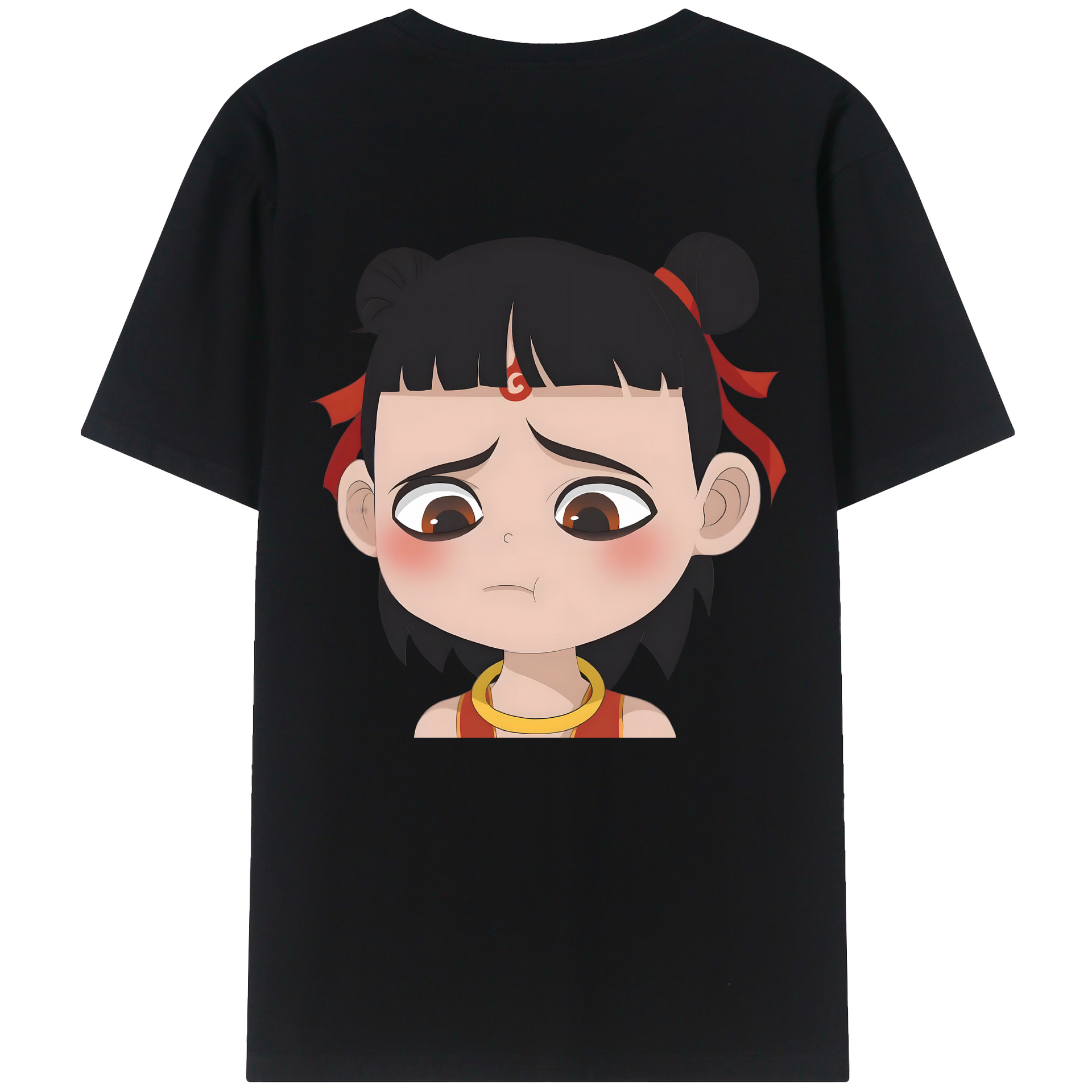 （画像用） Ne Zha 2 ナタ 魔童の大暴れ 綿100％ メンズ半袖Tシャツ（バックプリント） 通気性