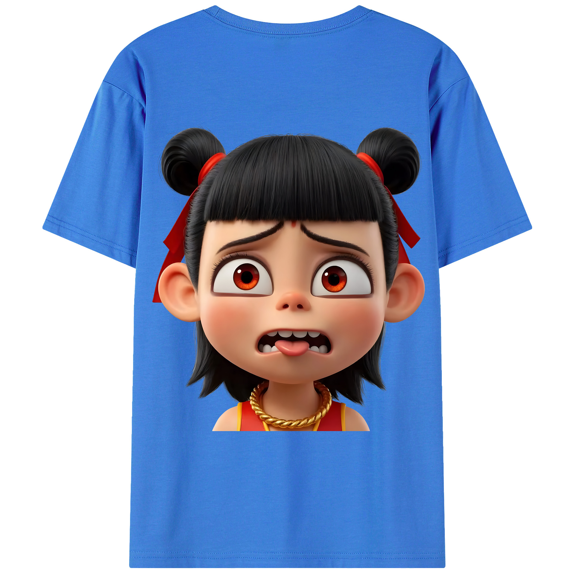 （画像用） Ne Zha 2 ナタ 魔童の大暴れ 綿100％ メンズ半袖Tシャツ（バックプリント） 通気性