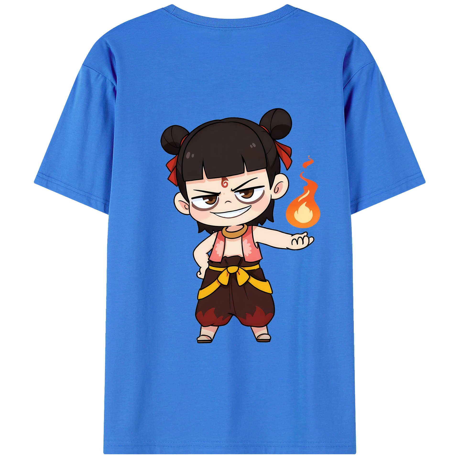 （画像用） Ne Zha 2 ナタ 魔童の大暴れ 綿100％ メンズ半袖Tシャツ（バックプリント） 通気性