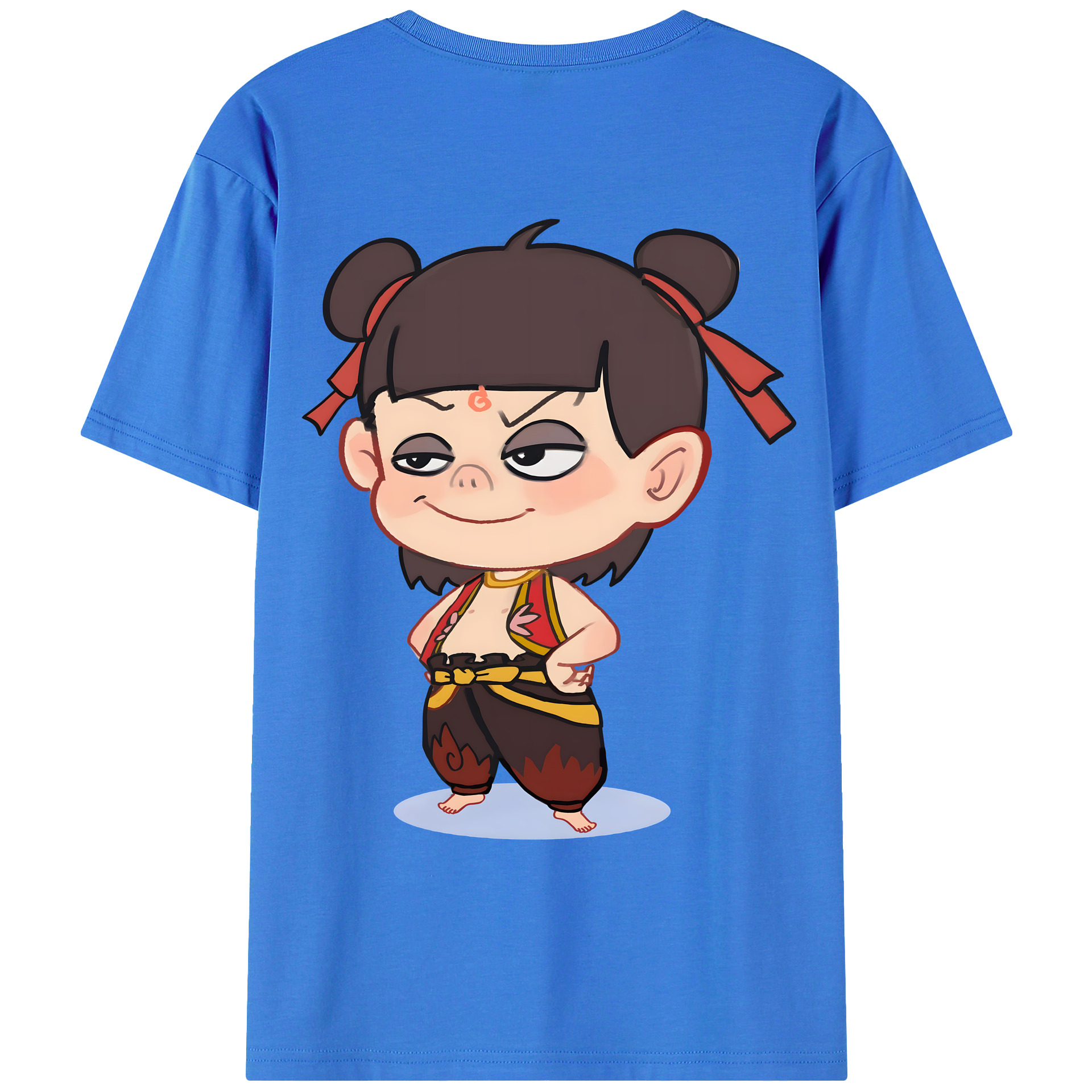 （画像用） Ne Zha 2 ナタ 魔童の大暴れ 綿100％ メンズ半袖Tシャツ（バックプリント） 通気性
