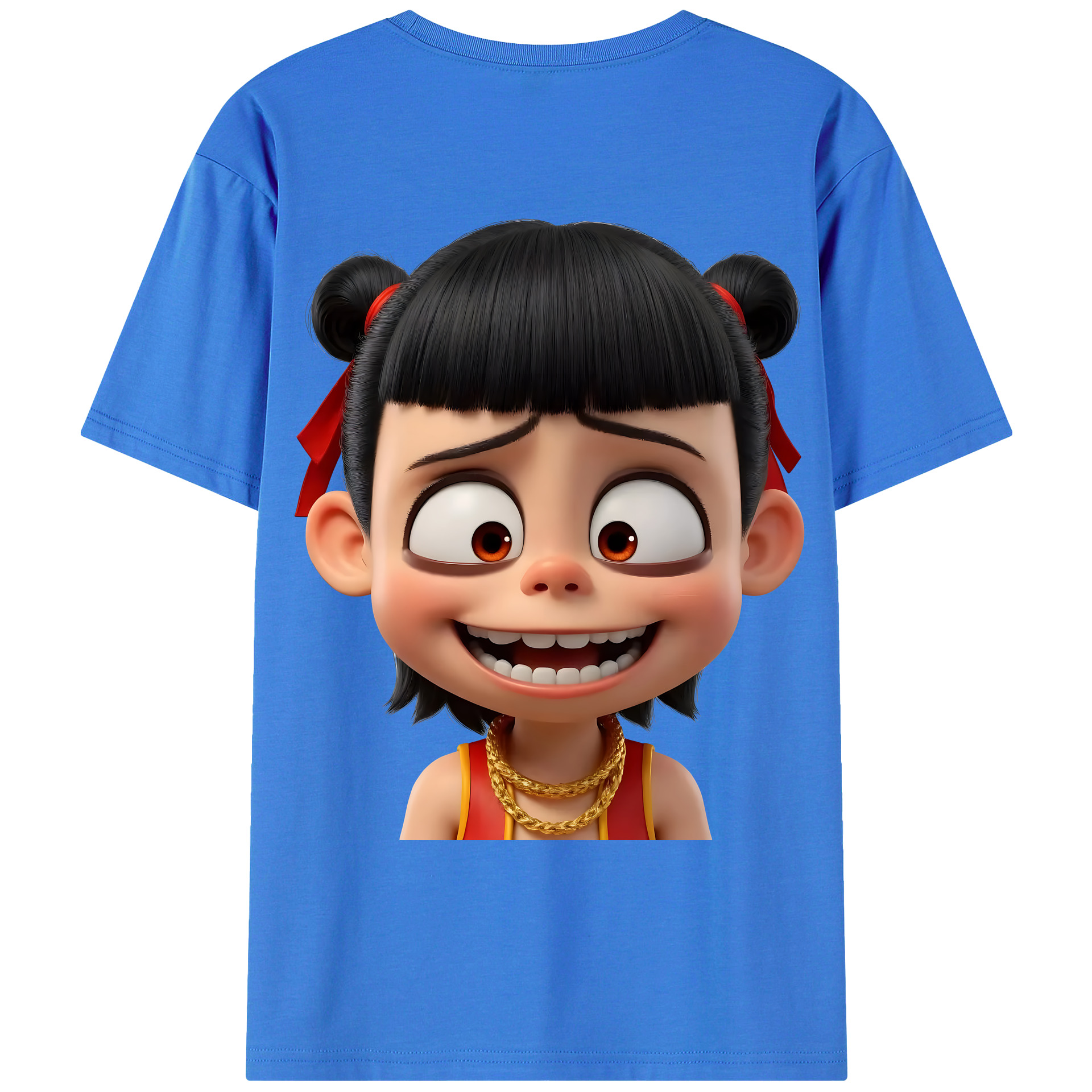 （画像用） Ne Zha 2 ナタ 魔童の大暴れ 綿100％ メンズ半袖Tシャツ（バックプリント） 通気性