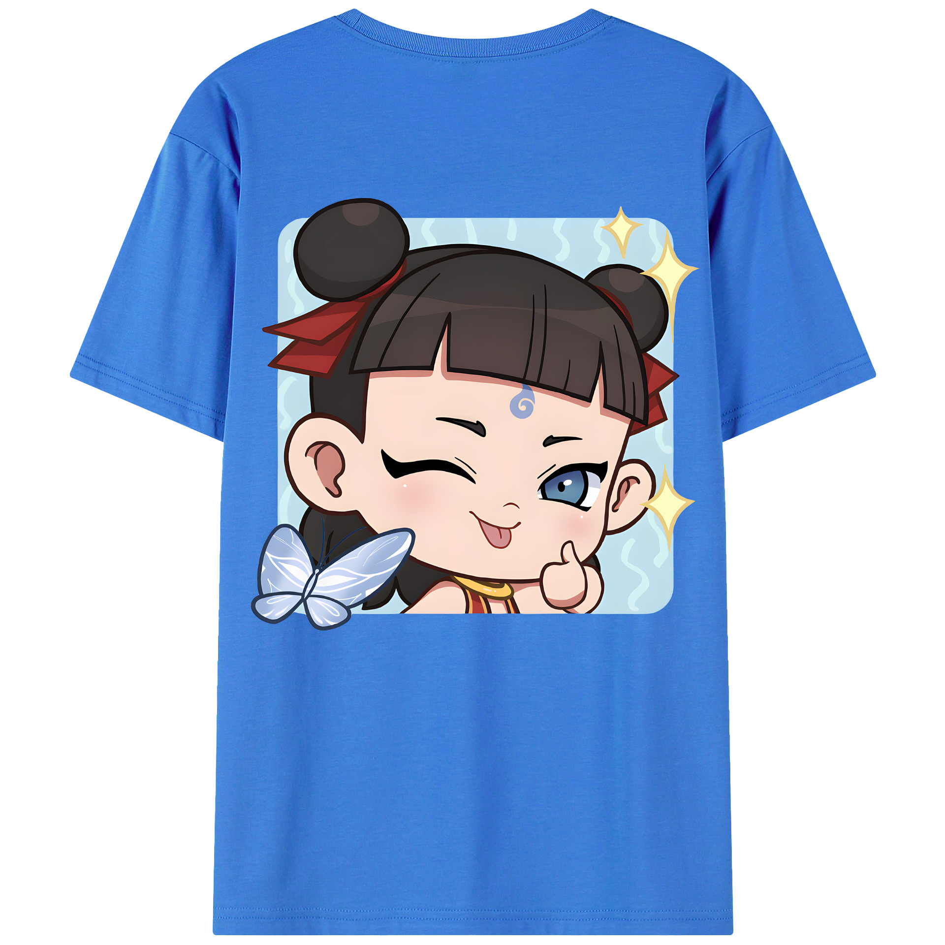 （画像用） Ne Zha 2 ナタ 魔童の大暴れ 綿100％ メンズ半袖Tシャツ（バックプリント） 通気性