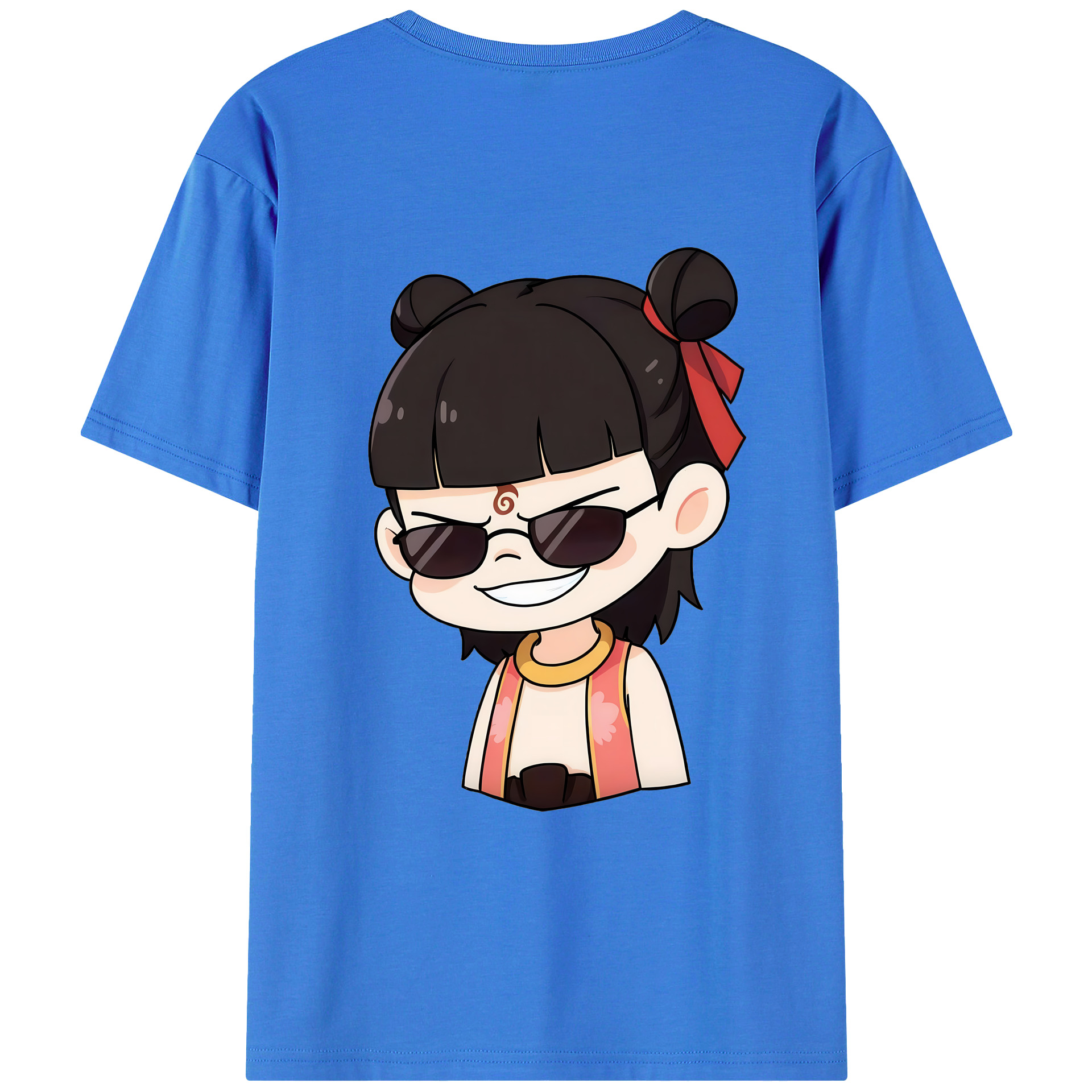 （画像用） Ne Zha 2 ナタ 魔童の大暴れ 綿100％ メンズ半袖Tシャツ（バックプリント） 通気性
