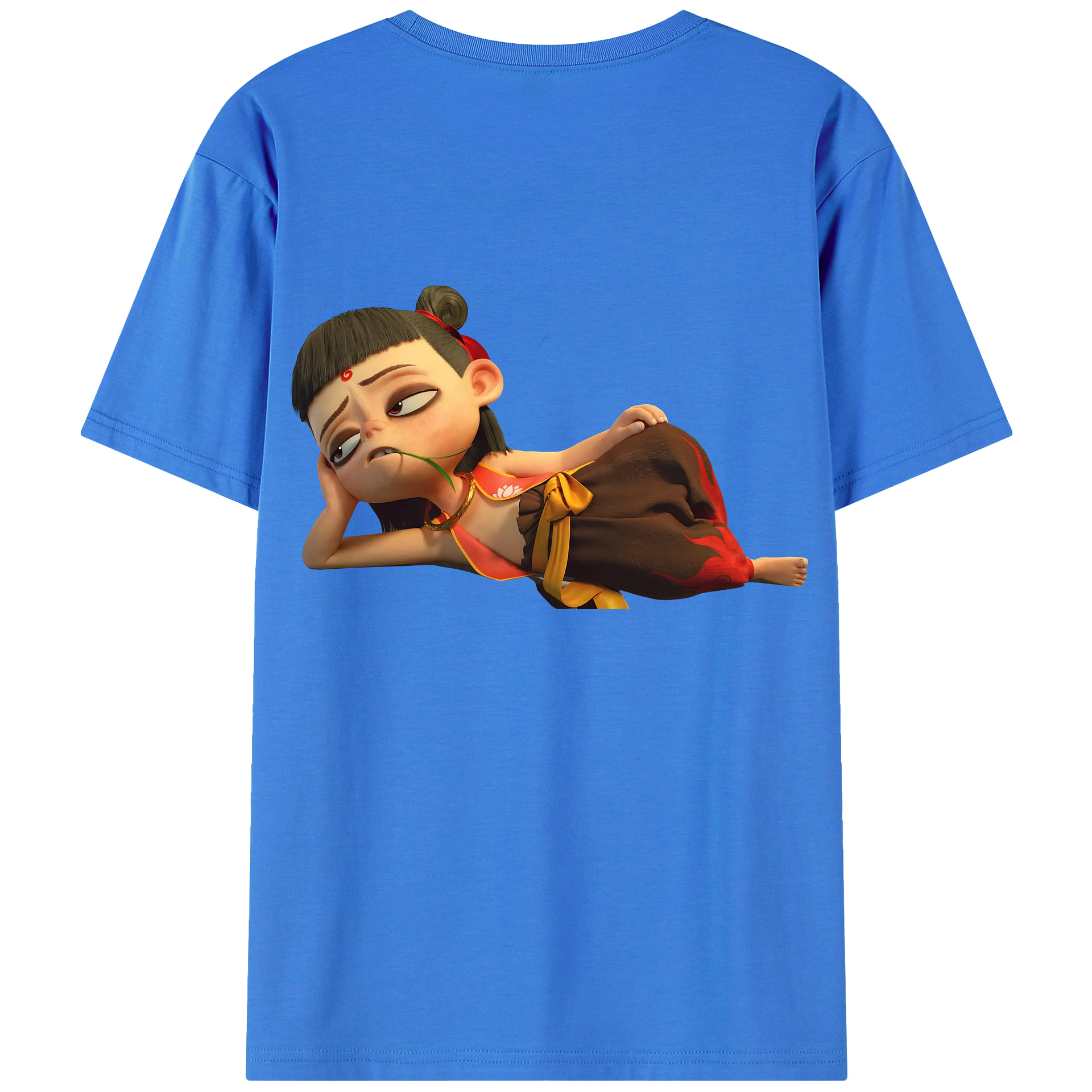 （画像用） Ne Zha 2 ナタ 魔童の大暴れ 綿100％ メンズ半袖Tシャツ（バックプリント） 通気性