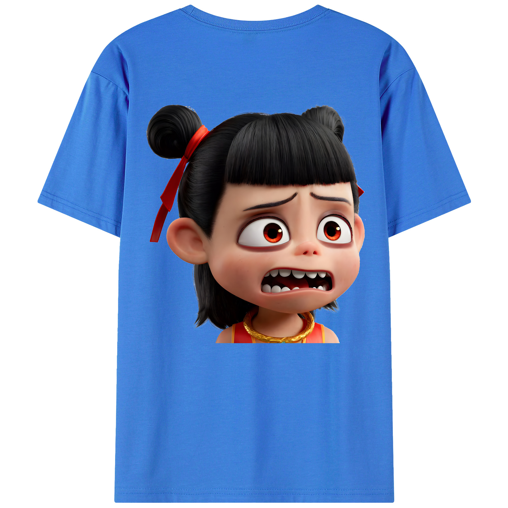 （画像用） Ne Zha 2 ナタ 魔童の大暴れ 綿100％ メンズ半袖Tシャツ（バックプリント） 通気性
