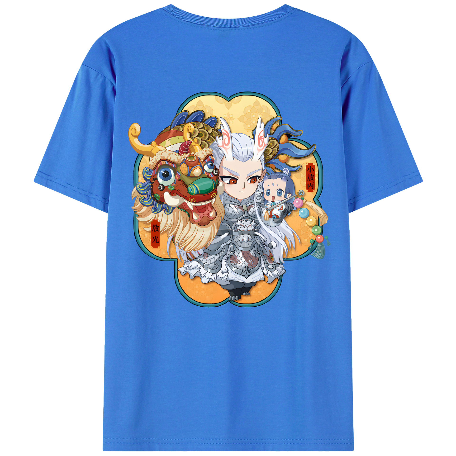 （画像用） Ne Zha 2 ナタ 魔童の大暴れ 綿100％ メンズ半袖Tシャツ（バックプリント） 通気性