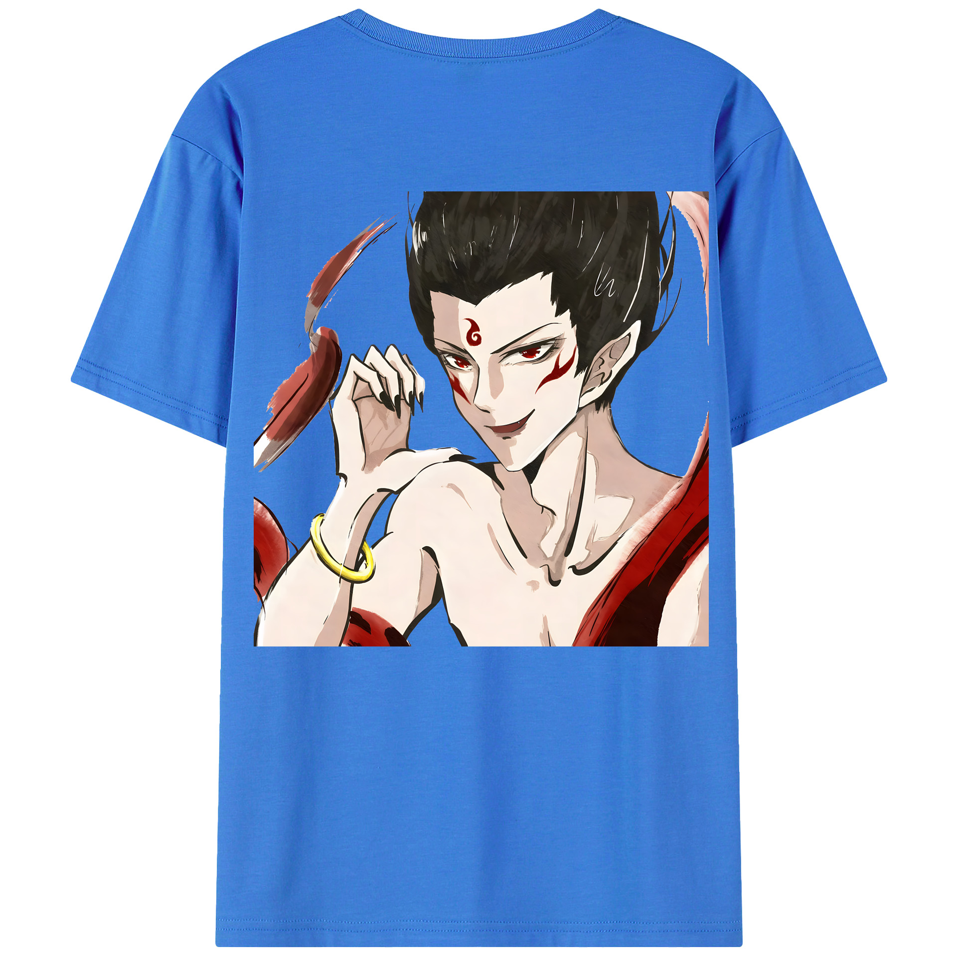 （画像用） Ne Zha 2 ナタ 魔童の大暴れ 綿100％ メンズ半袖Tシャツ（バックプリント） 通気性