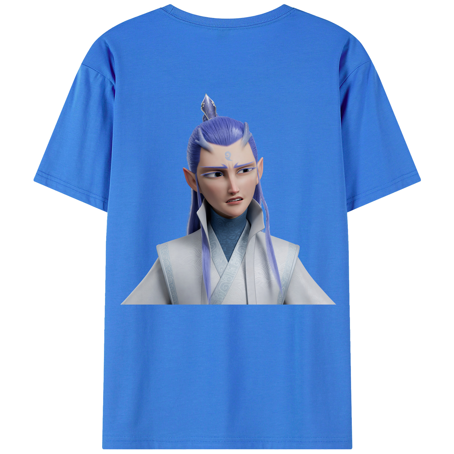 （画像用） Ne Zha 2 ナタ 魔童の大暴れ 綿100％ メンズ半袖Tシャツ（バックプリント） 通気性