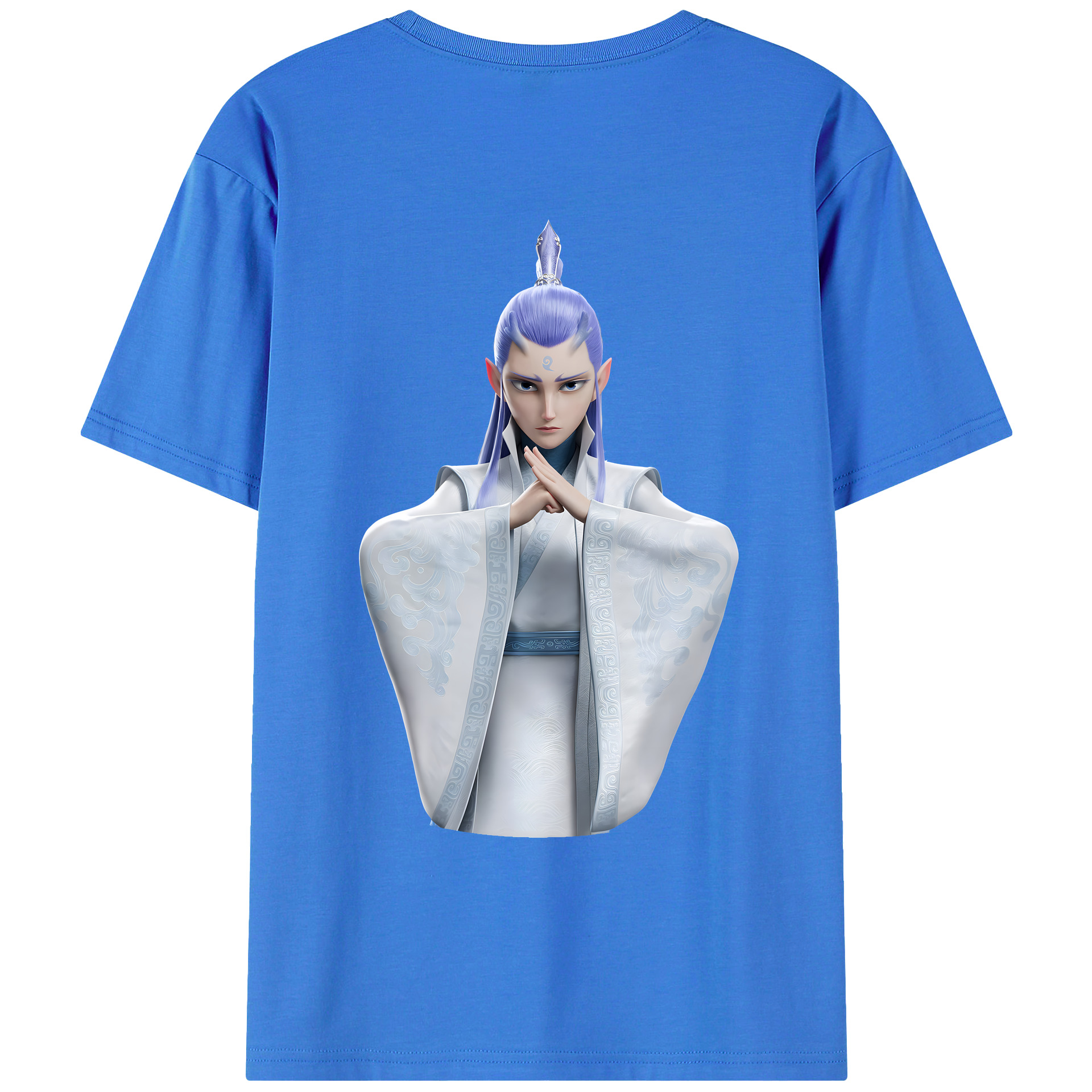 （画像用） Ne Zha 2 ナタ 魔童の大暴れ 綿100％ メンズ半袖Tシャツ（バックプリント） 通気性