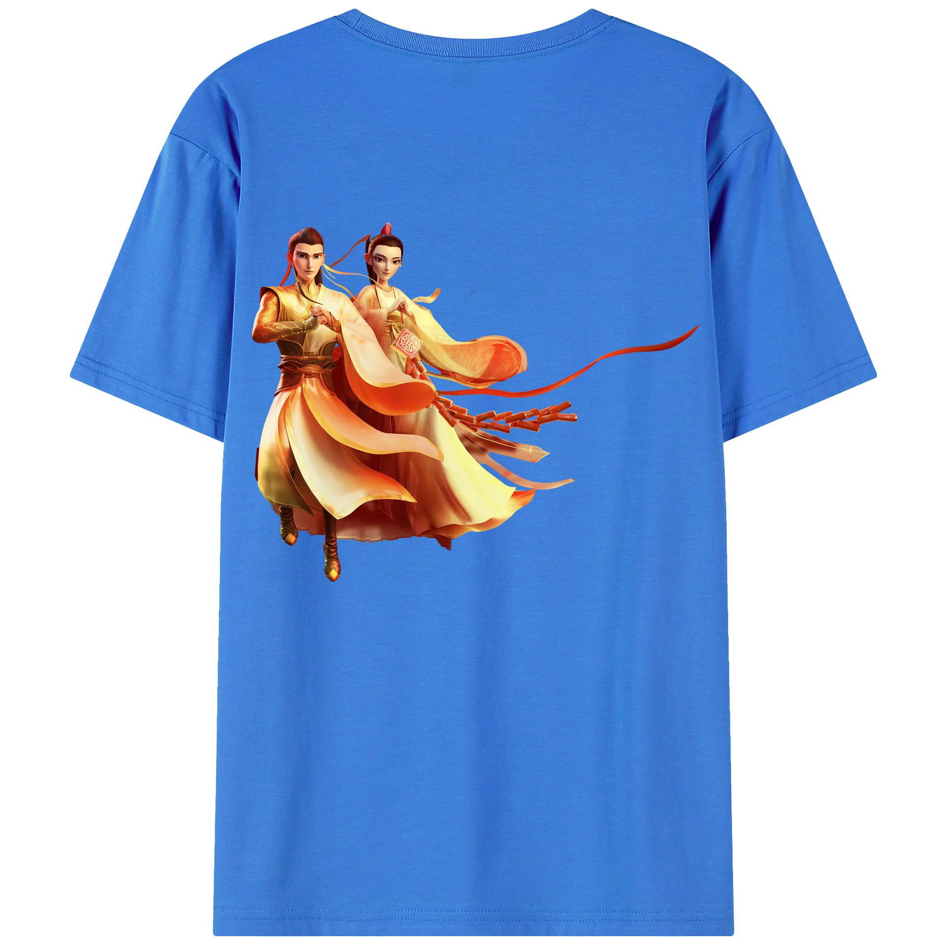 （画像用） Ne Zha 2 ナタ 魔童の大暴れ 綿100％ メンズ半袖Tシャツ（バックプリント） 通気性