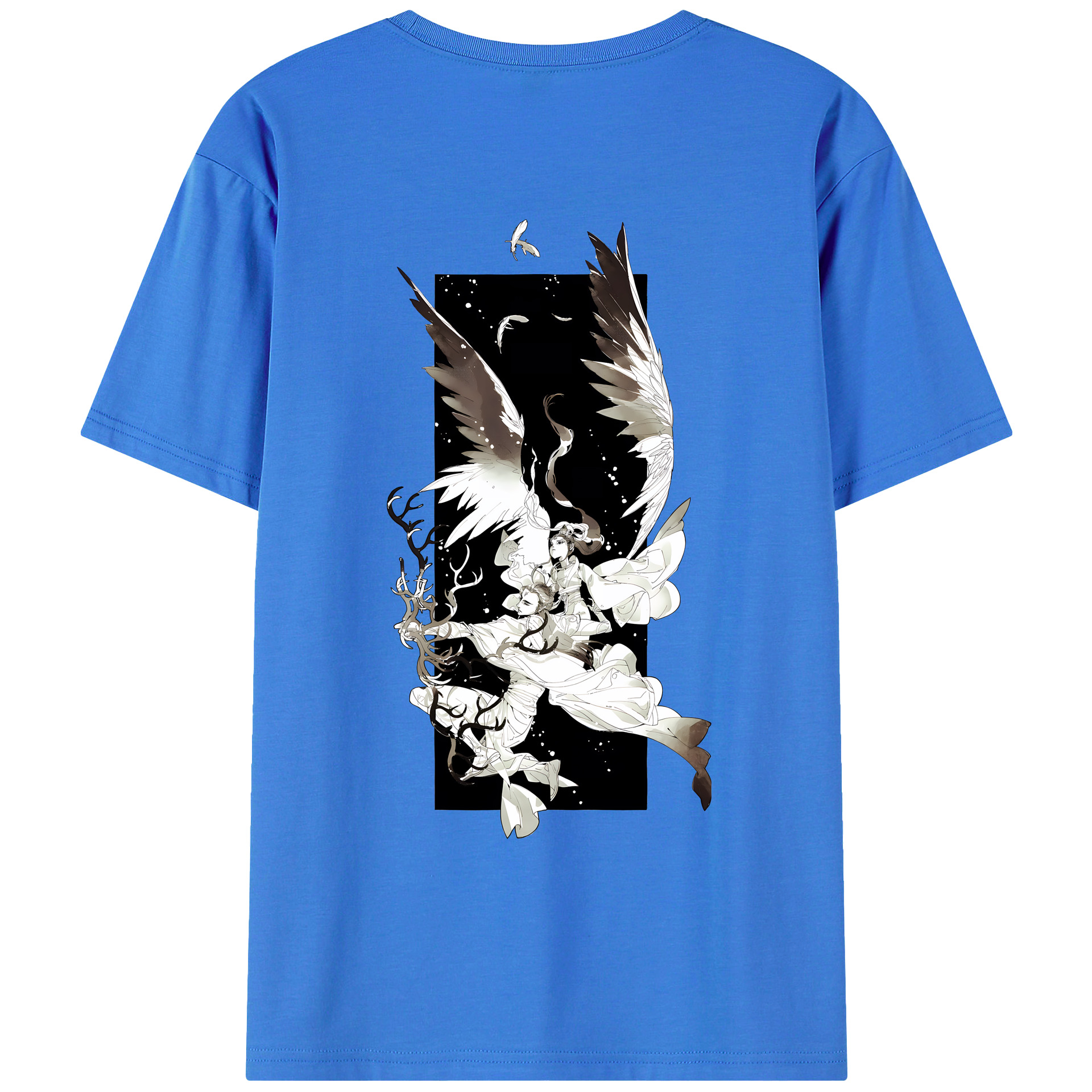 （画像用） Ne Zha 2 ナタ 魔童の大暴れ 綿100％ メンズ半袖Tシャツ（バックプリント） 通気性