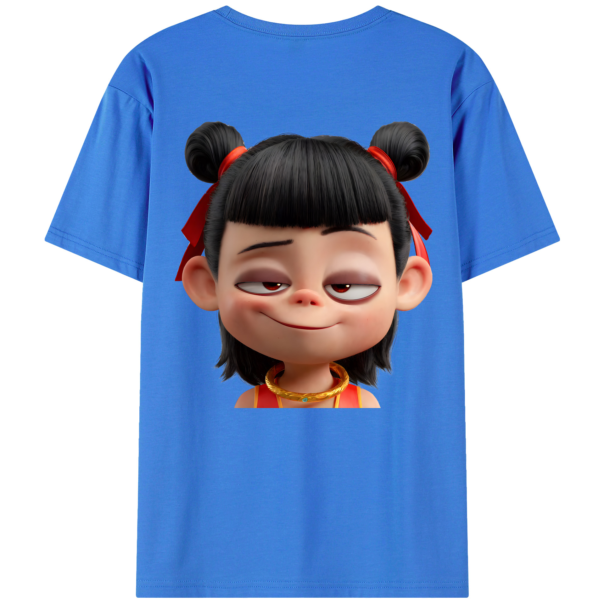 （画像用） Ne Zha 2 ナタ 魔童の大暴れ 綿100％ メンズ半袖Tシャツ（バックプリント） 通気性