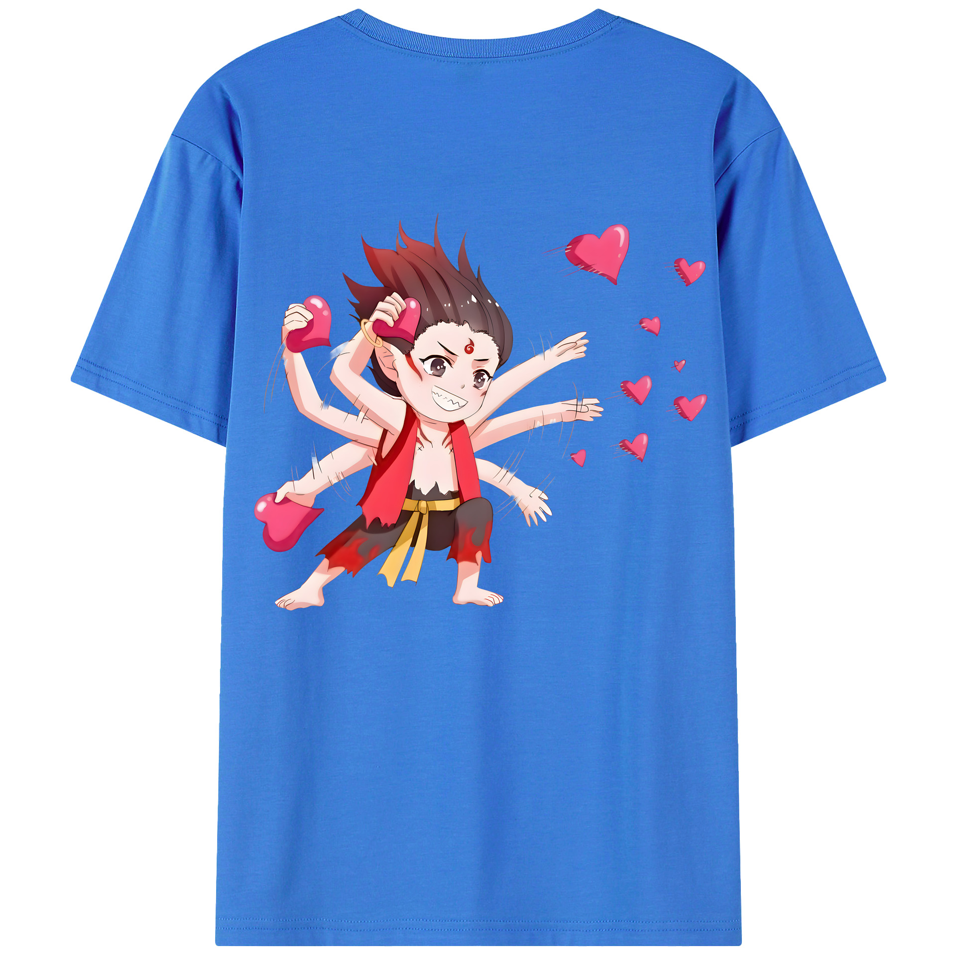（画像用） Ne Zha 2 ナタ 魔童の大暴れ 綿100％ メンズ半袖Tシャツ（バックプリント） 通気性