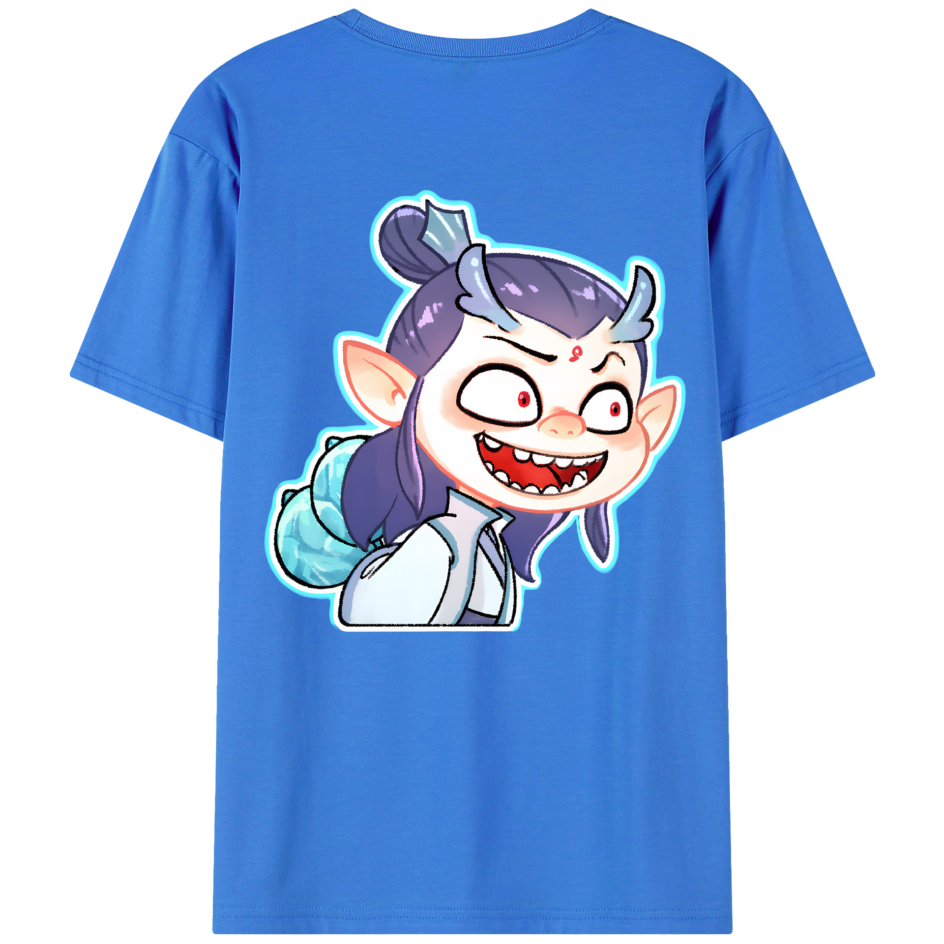 （画像用） Ne Zha 2 ナタ 魔童の大暴れ 綿100％ メンズ半袖Tシャツ（バックプリント） 通気性