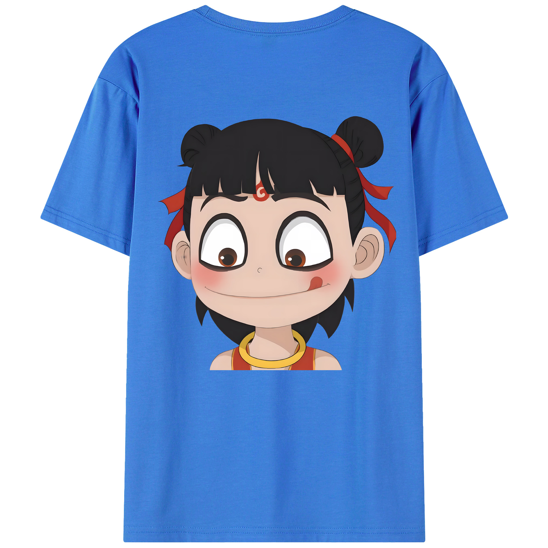 （画像用） Ne Zha 2 ナタ 魔童の大暴れ 綿100％ メンズ半袖Tシャツ（バックプリント） 通気性